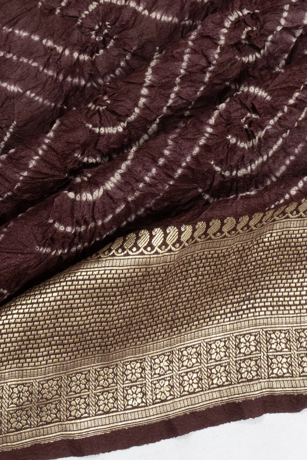 Banarasi Silk Bandhani Brown Saree