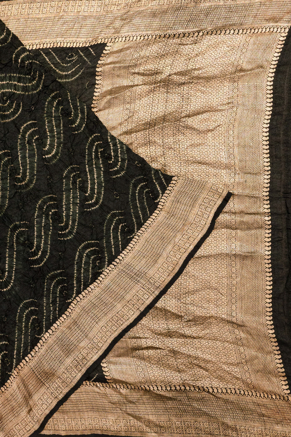 Banarasi Silk Bandhani Black Saree