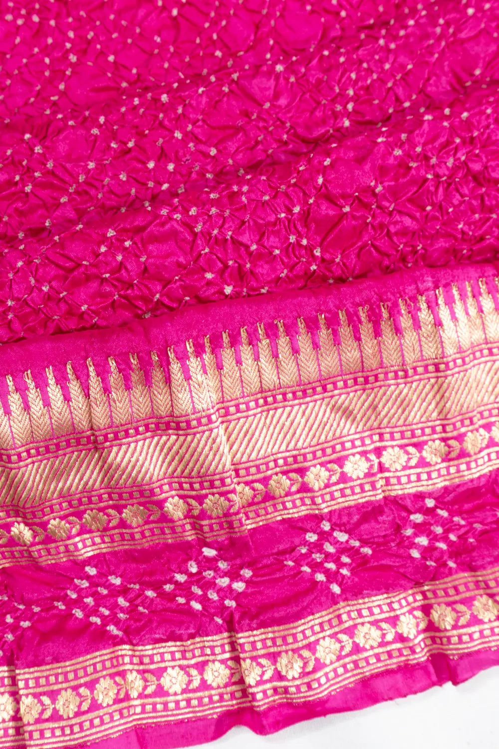 Banarasi Silk Bandhani Rani Pink Saree