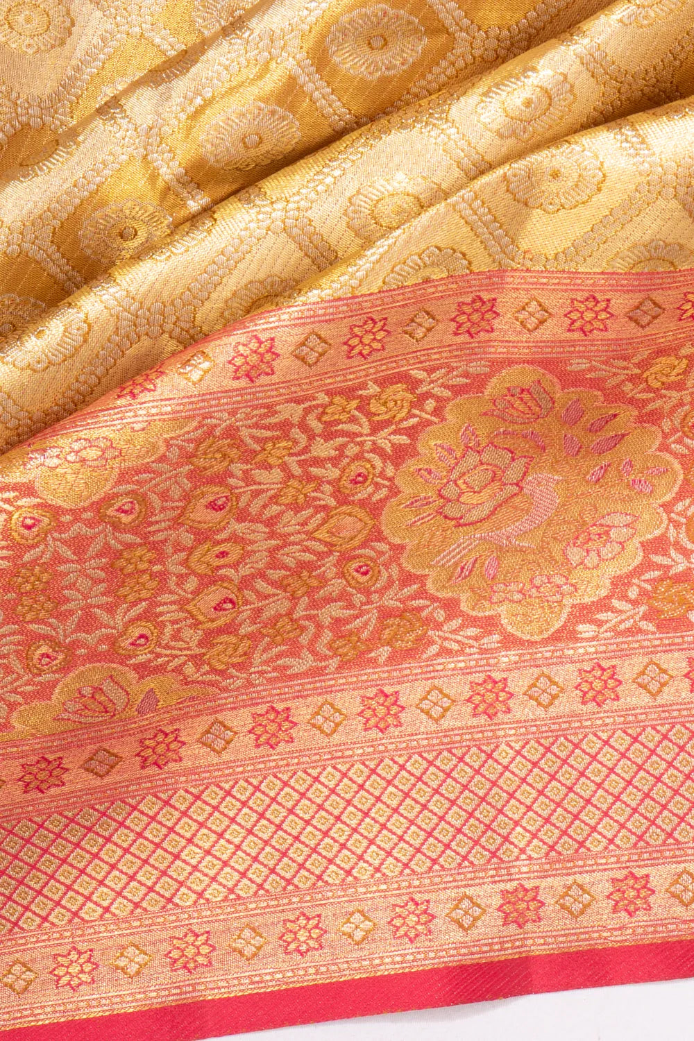 Kanchipuram Silk Tissue Brocade Gold Saree
