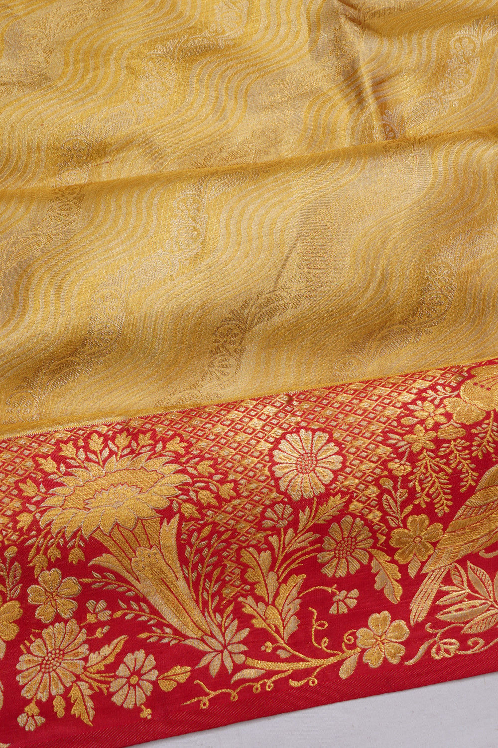Kanchipuram Silk Tissue Brocade Gold Saree