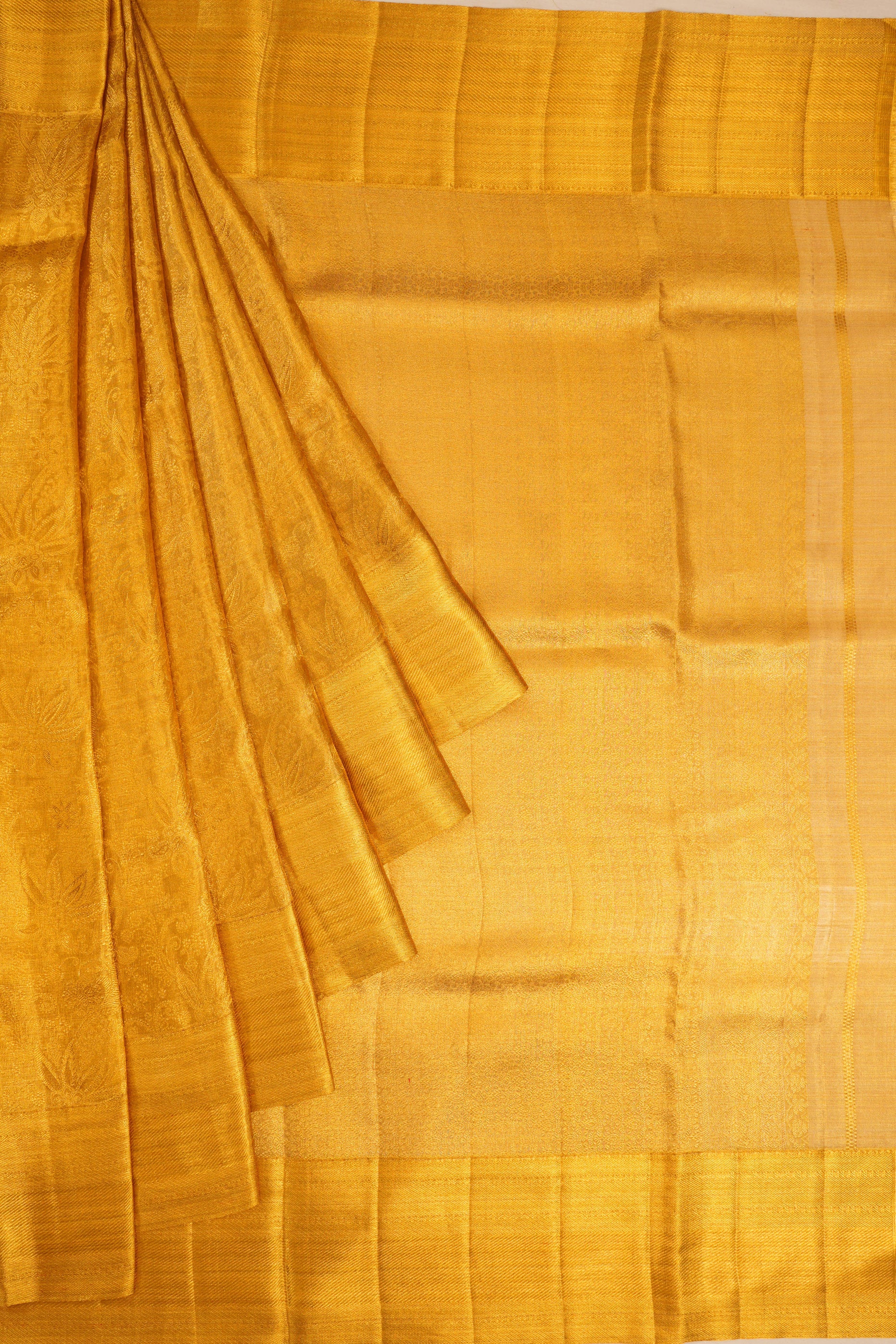 Kanchipuram Silk Tissue Brocade Gold Saree