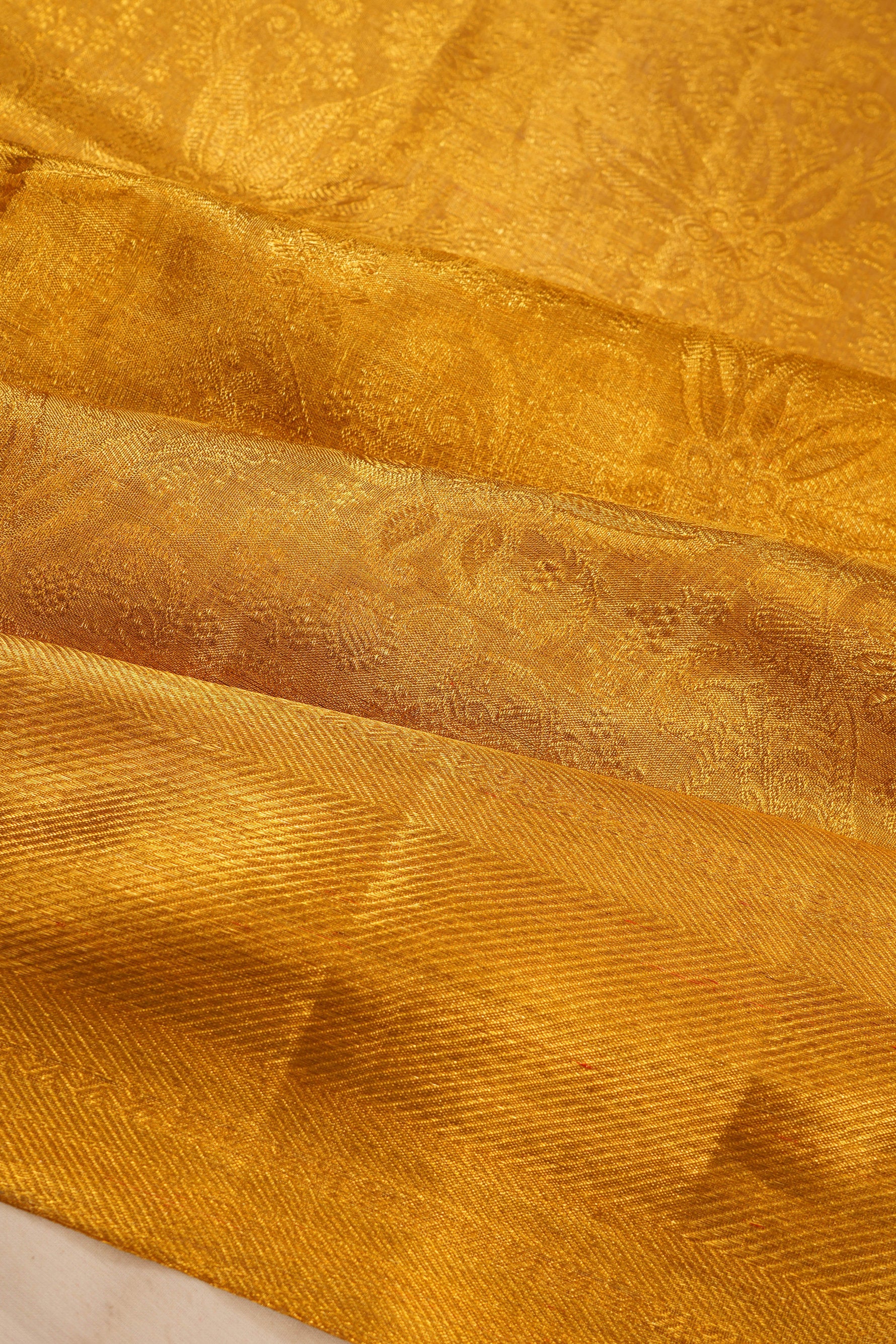 Kanchipuram Silk Tissue Brocade Gold Saree