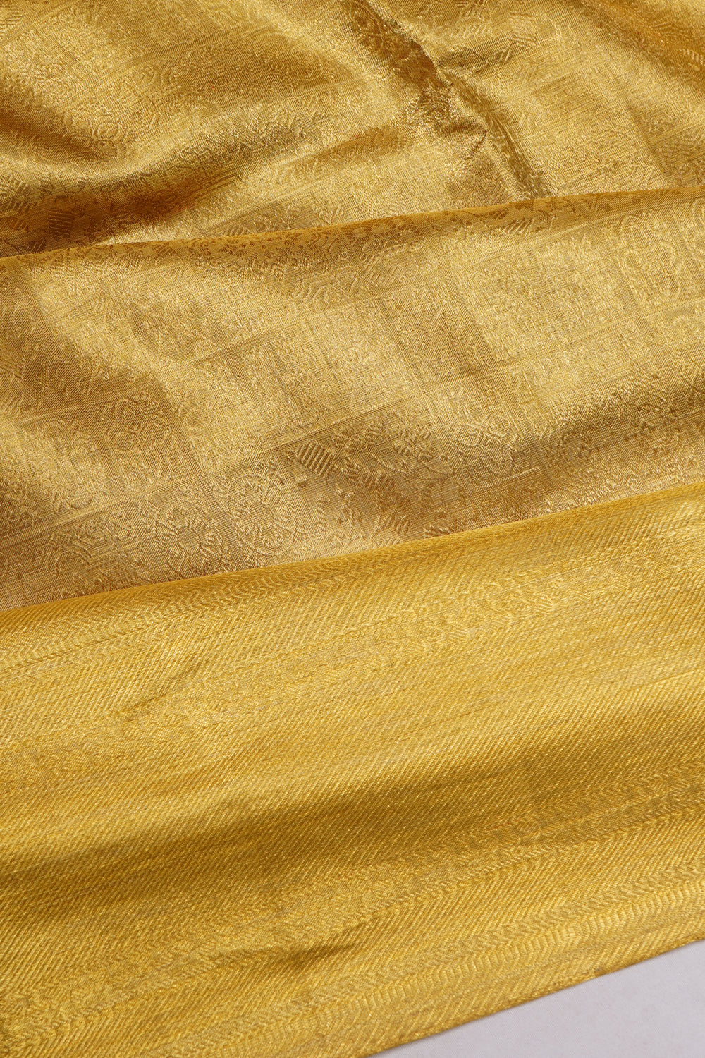 Kanchipuram Silk Tissue And Brocade Gold Saree
