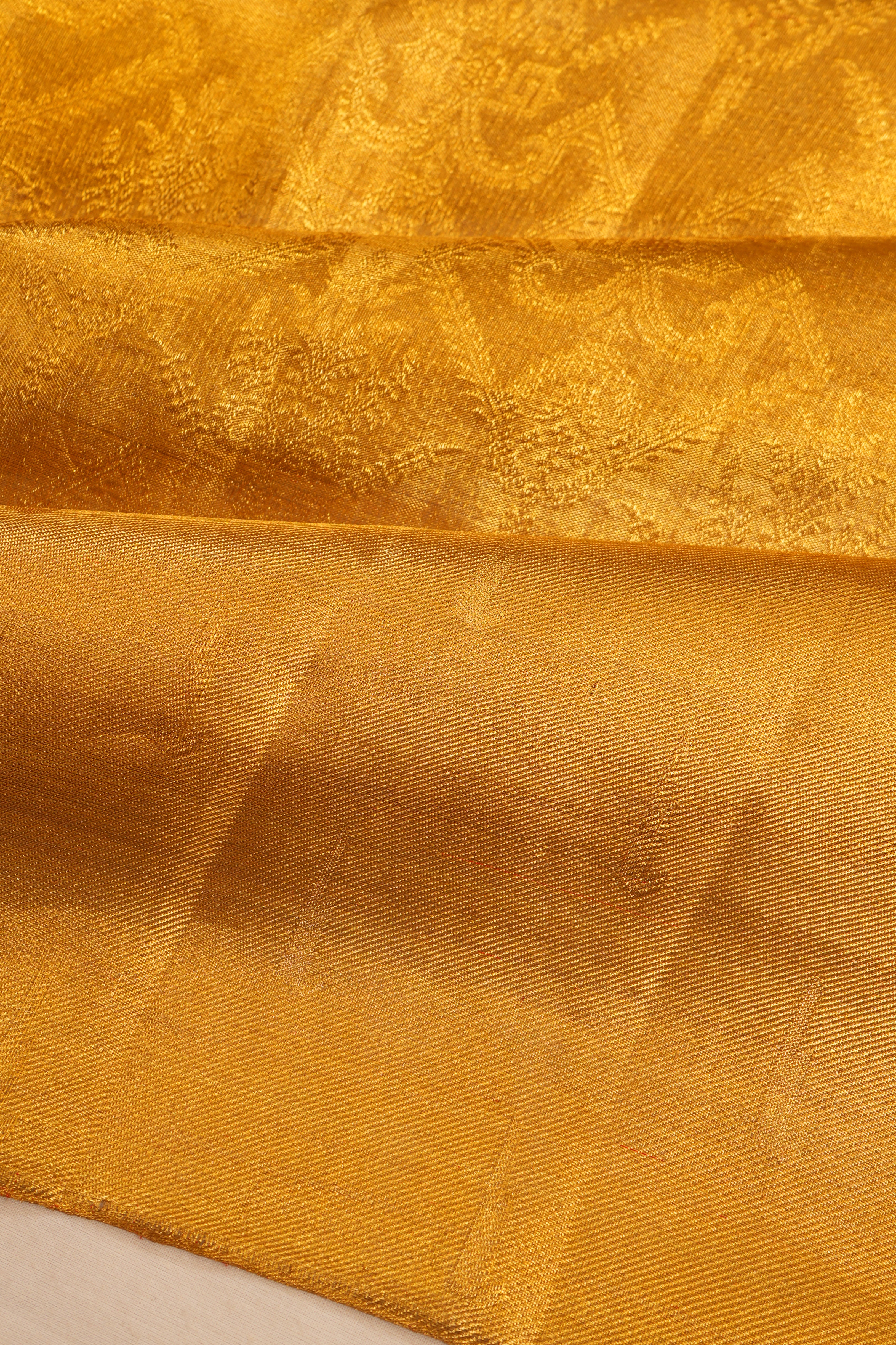 Kanchipuram Silk Tissue Brocade Gold Saree