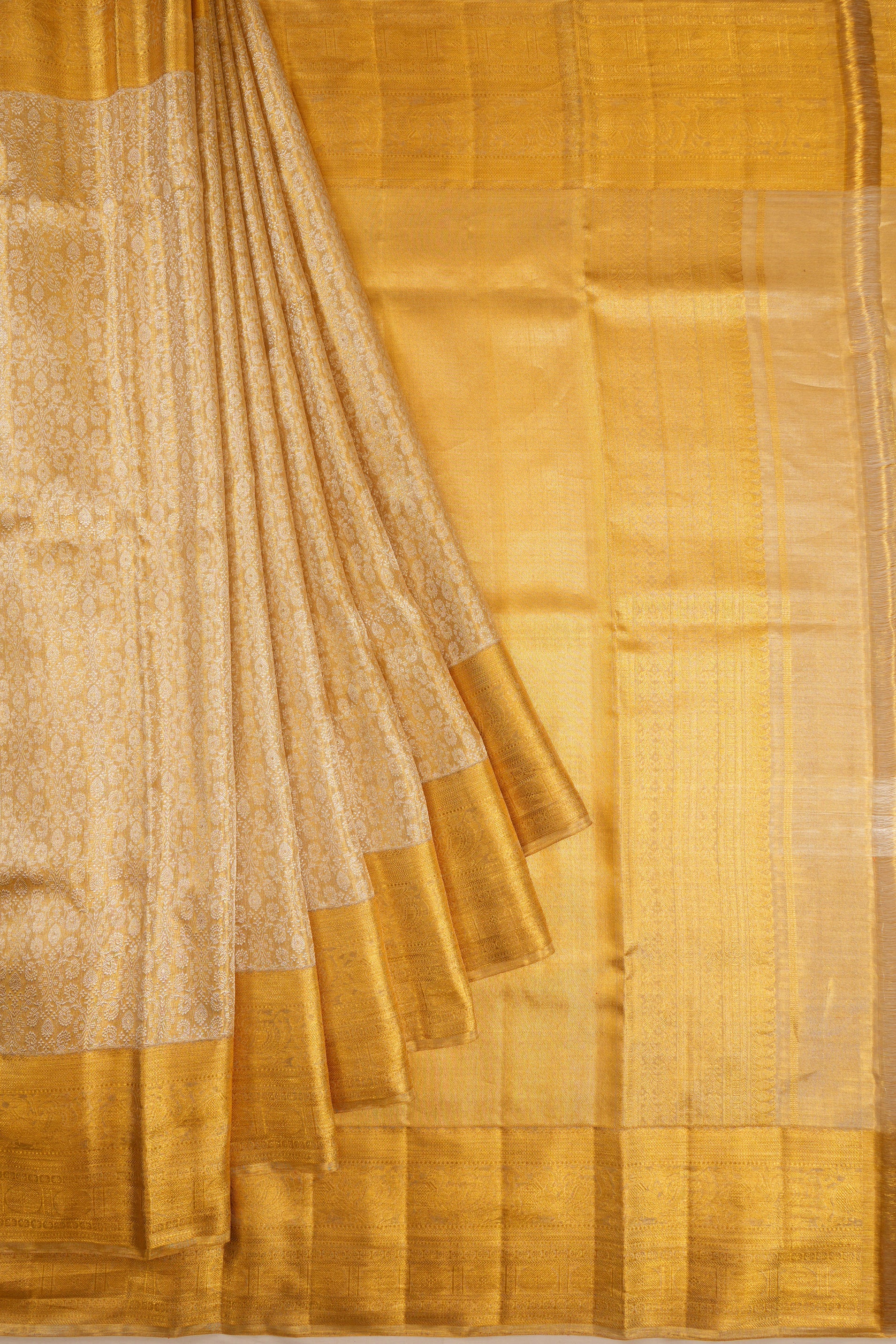 Kanchipuram Silk Tissue Brocade Gold Saree