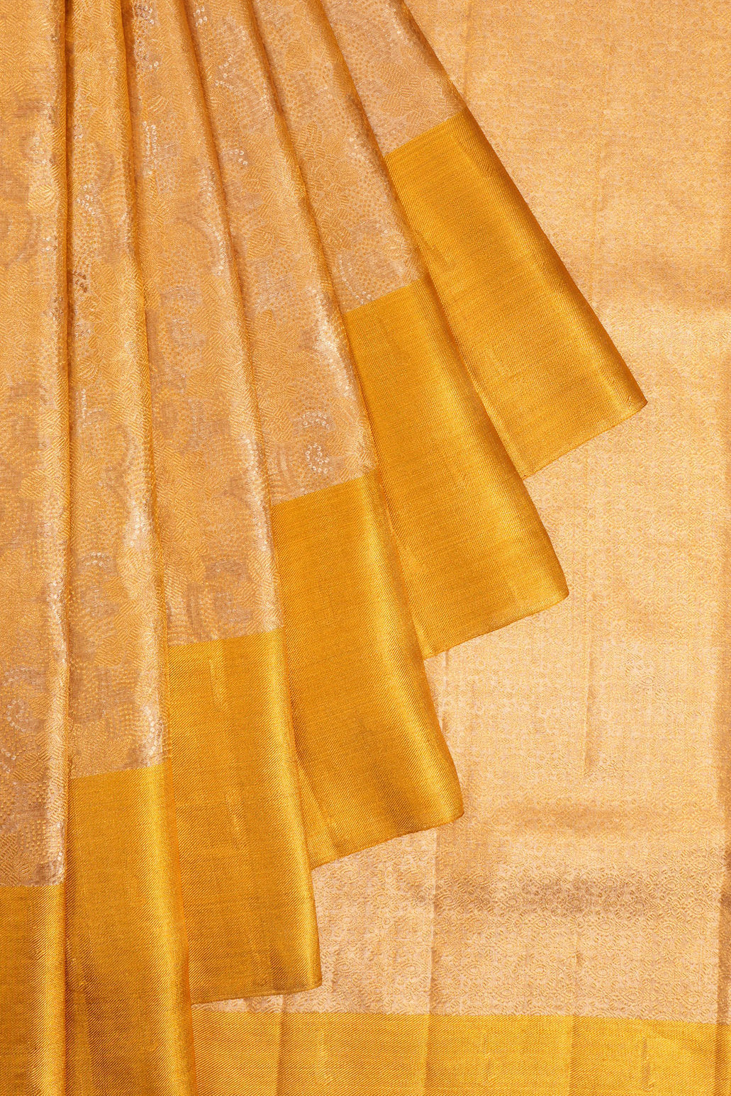 Kanchipuram Silk Tissue Brocade Gold Saree