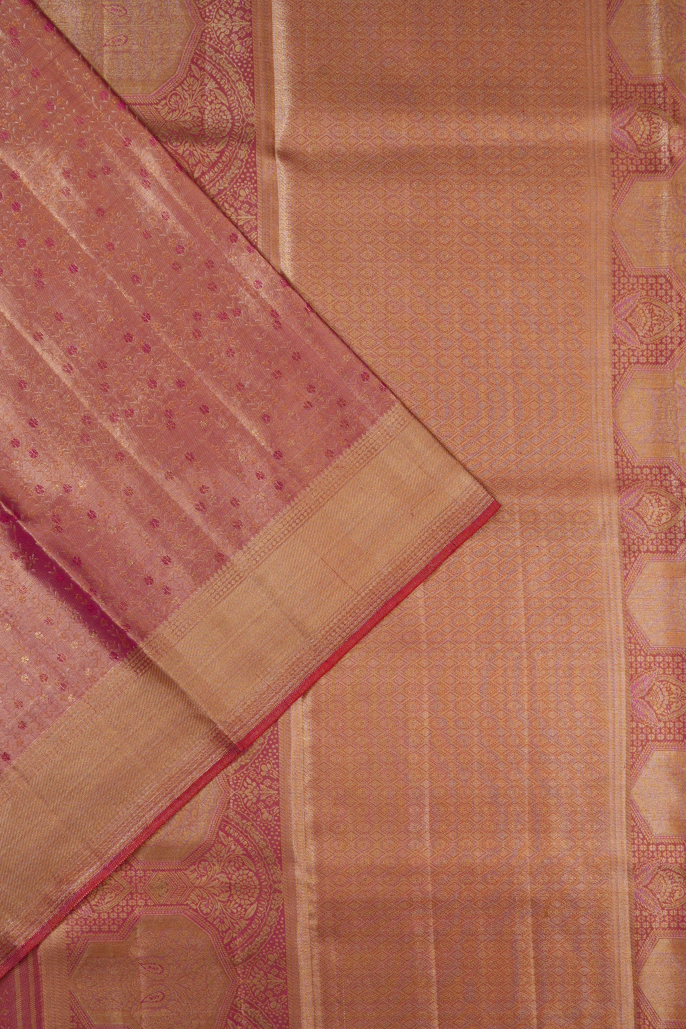 Kanchipuram Silk Tissue Brocade Pink Saree