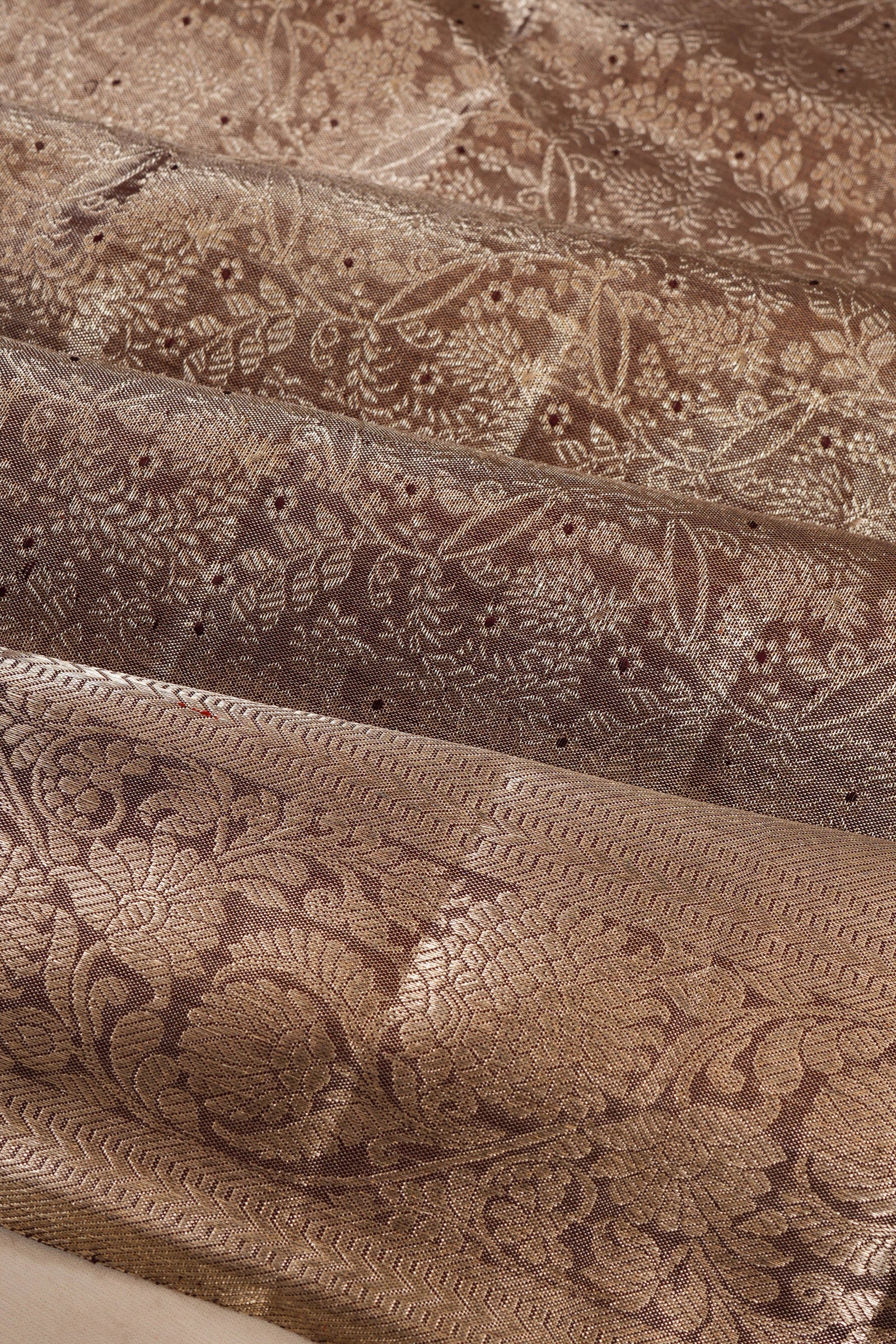 Kanchipuram Silk Tissue Brocade Grey Saree