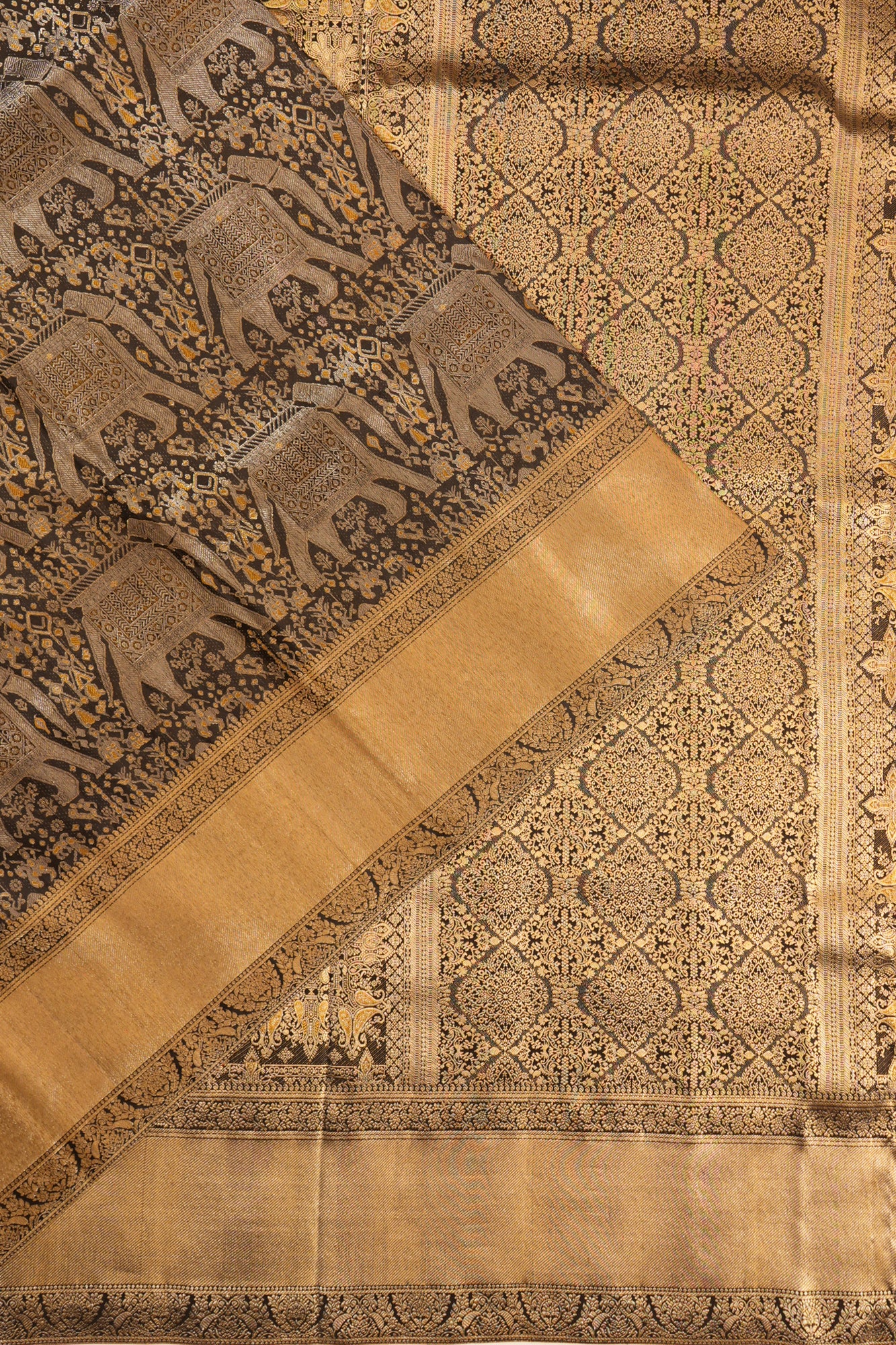 Kanchipuram Silk Brocade Black Saree