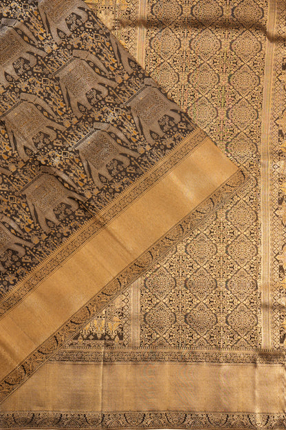 Kanchipuram Silk Brocade Black Saree