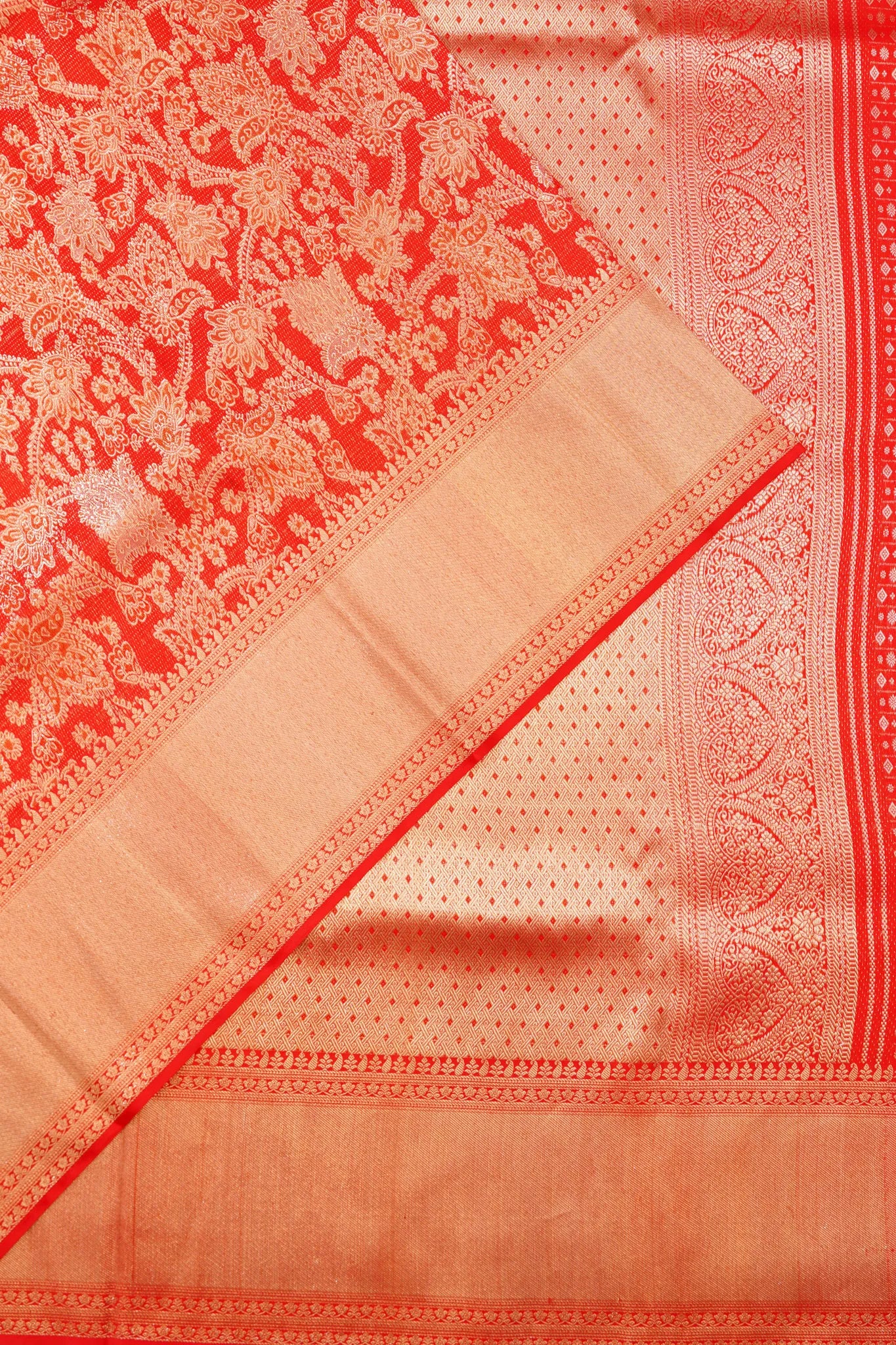 Kanchipuram Silk Tissue Brocade Red Saree