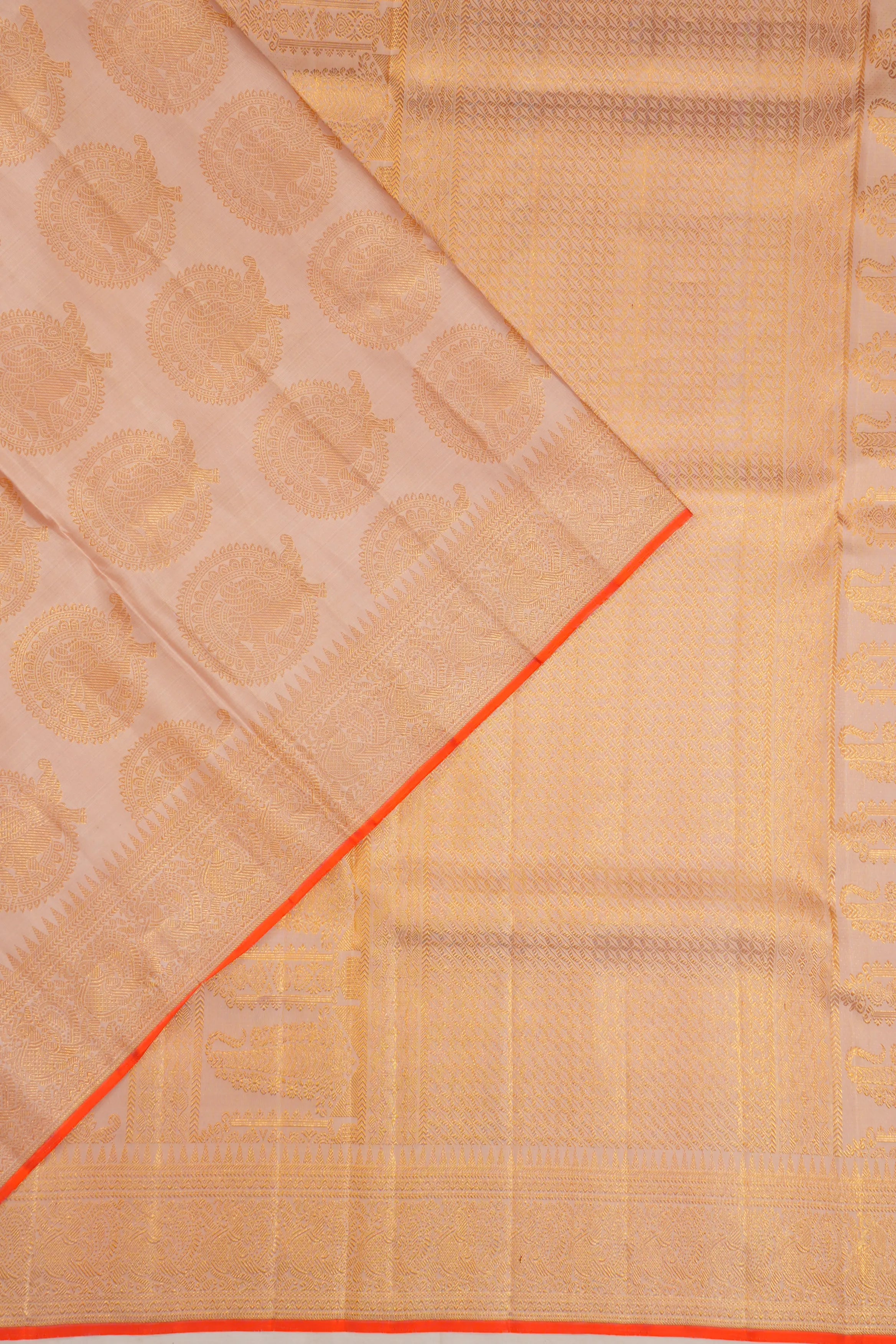 Kanchipuram Silk Butta Peach Saree