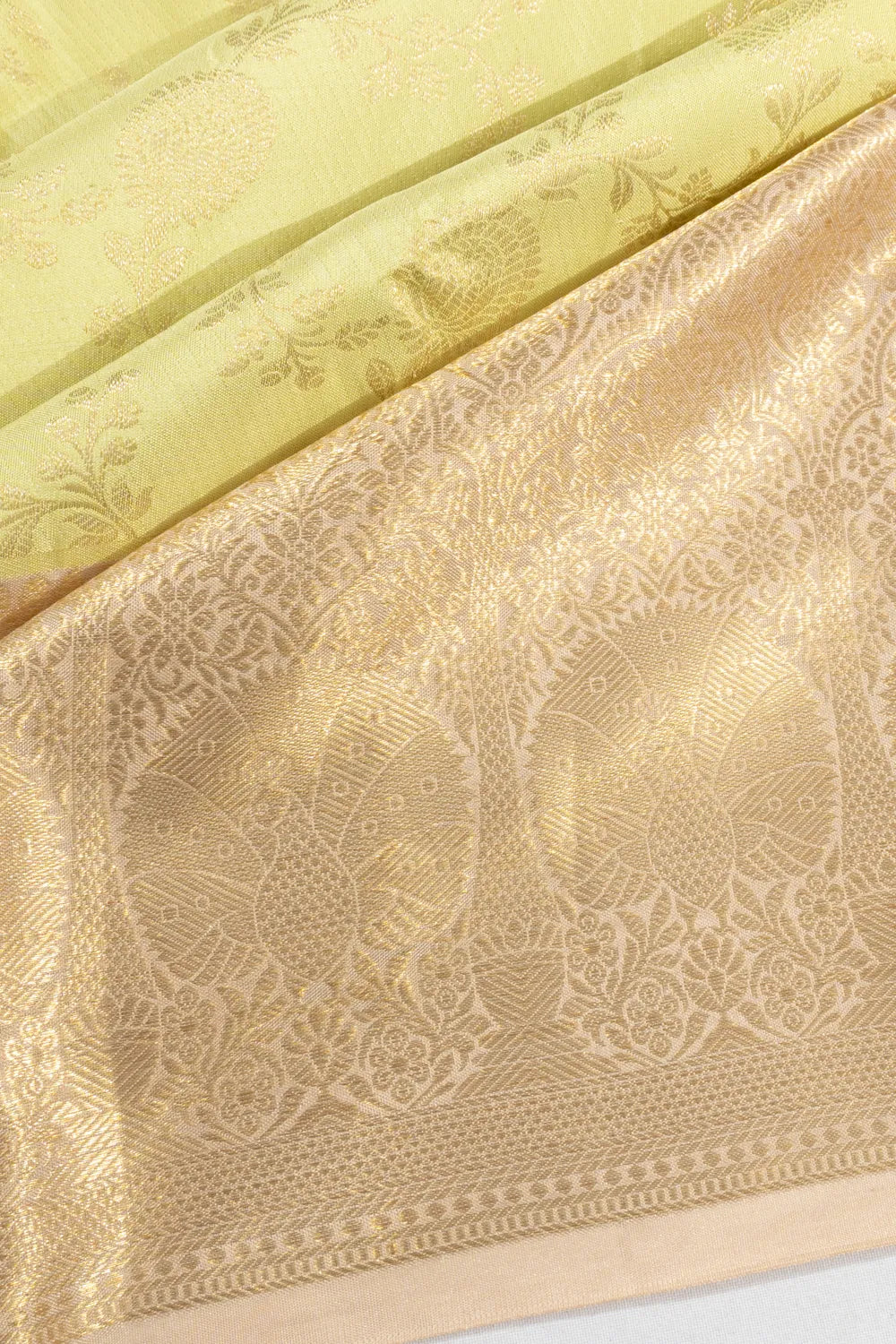 Kanchipuram Silk Jaal Pastel Green Saree