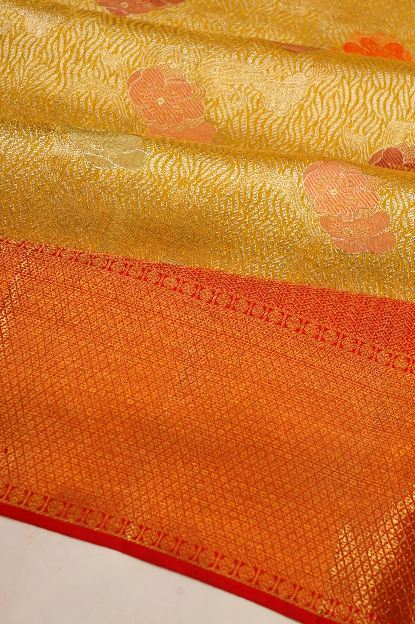 Kanchipuram Silk Tissue Brocade Gold Saree