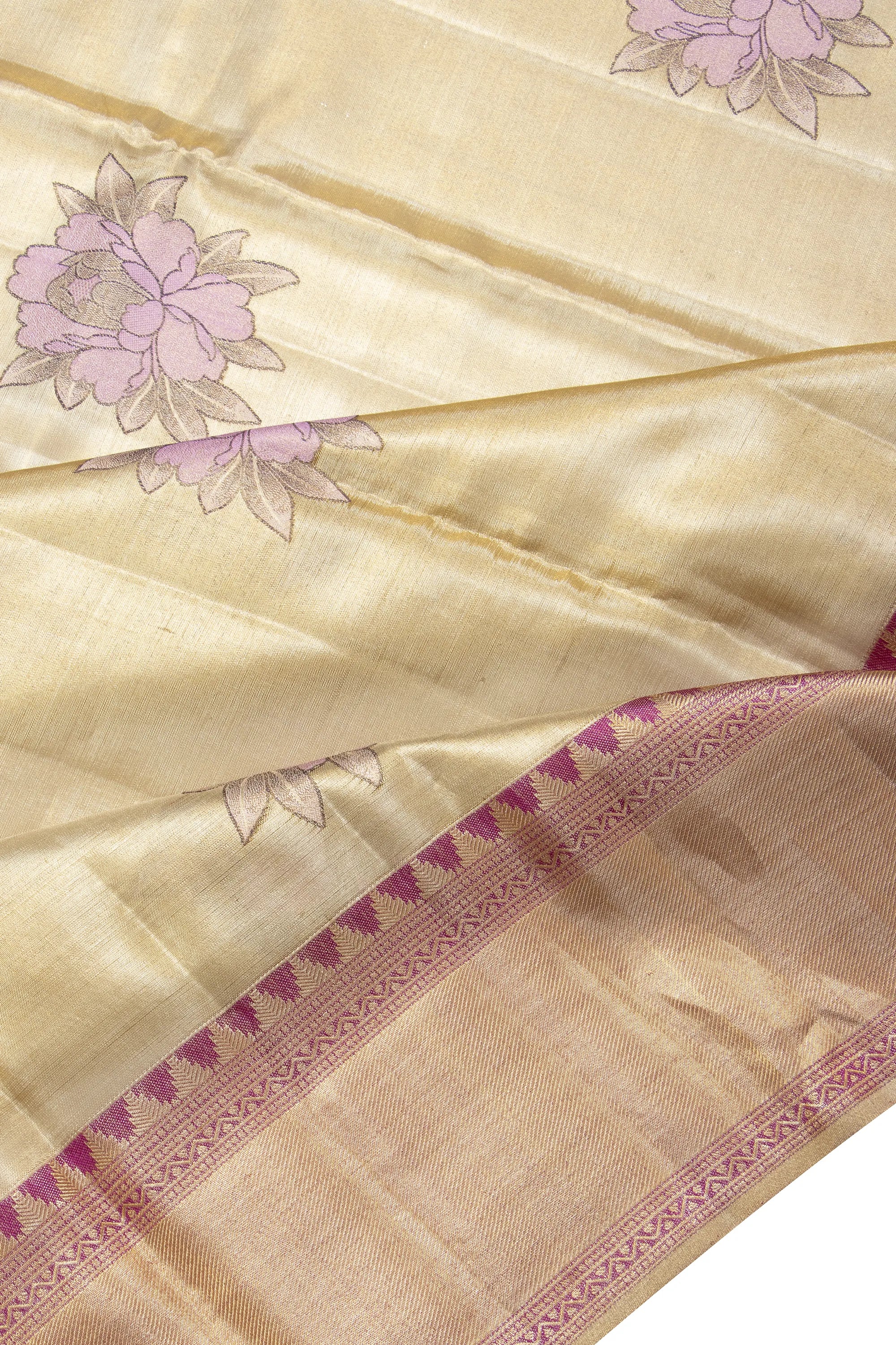 Kanchipuram Silk Tissue Butta Gold Saree