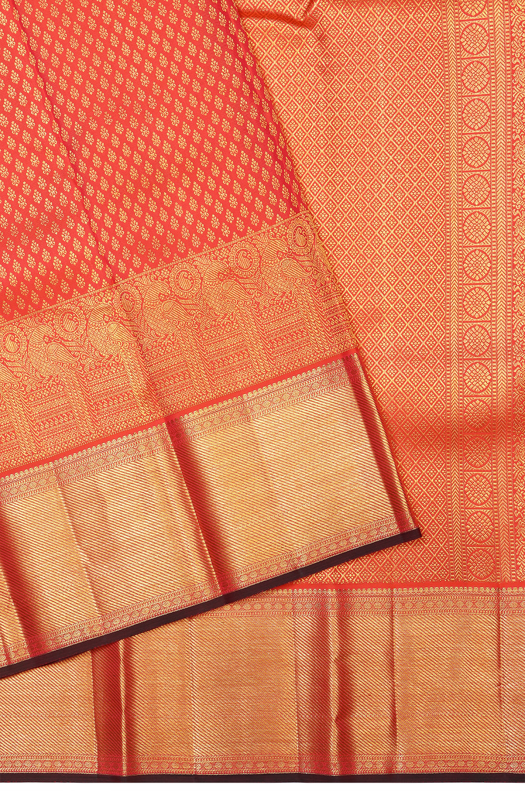 Taranga Kanchi Silk Brocade Red Saree