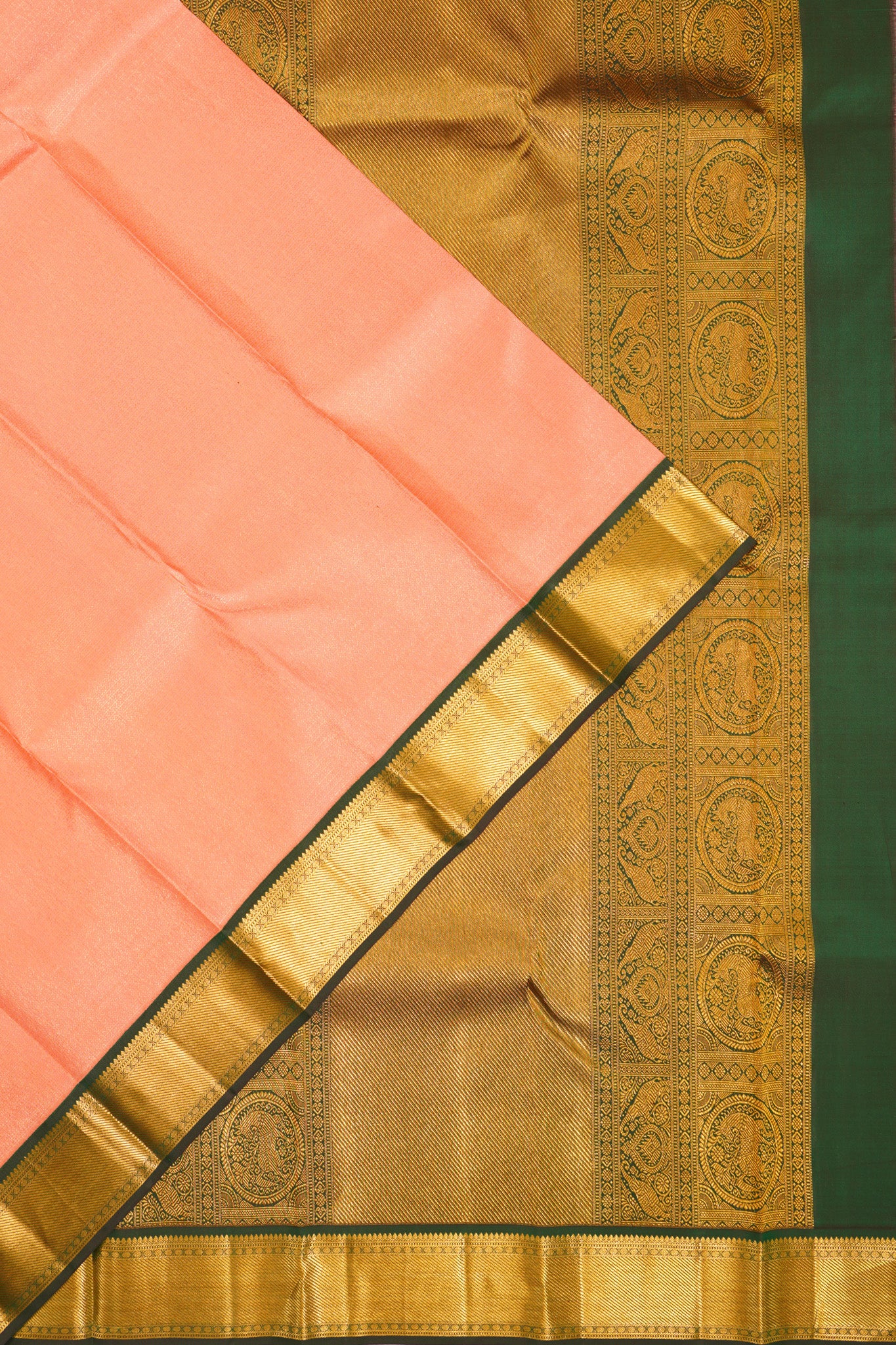 Taranga Kanchi Silk Tissue Brocade Peach Saree
