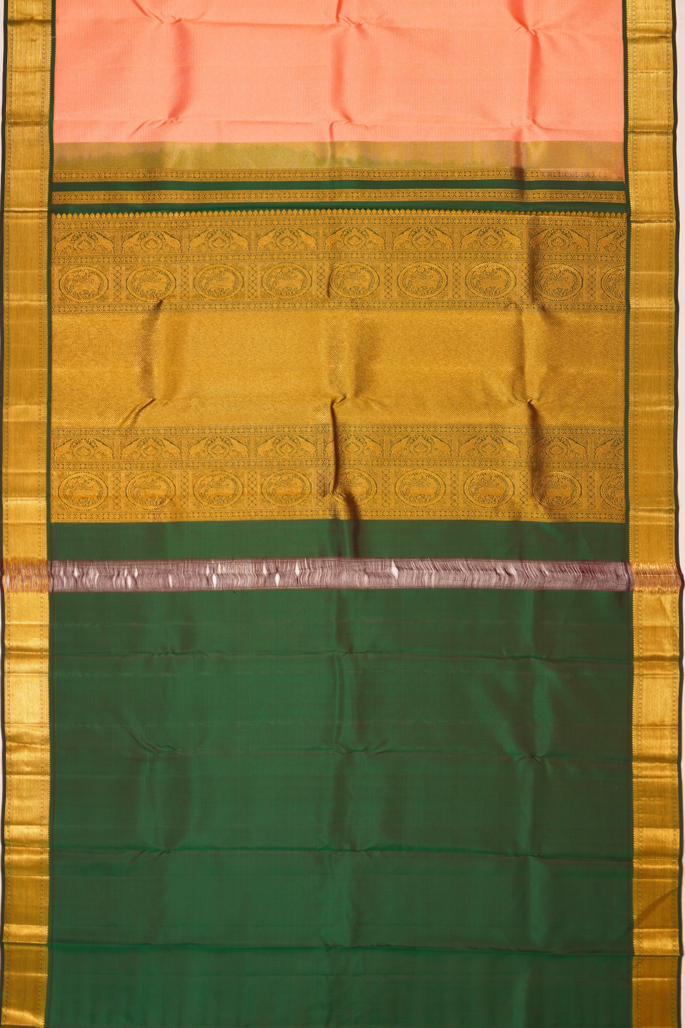 Taranga Kanchi Silk Tissue Brocade Peach Saree