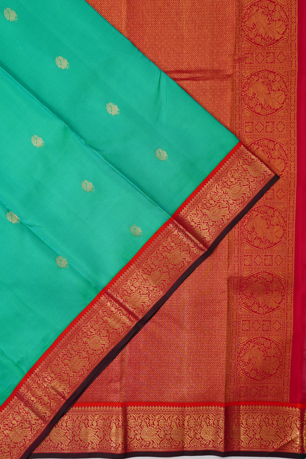 Kanchipuram Silk Butta Sea Green Saree