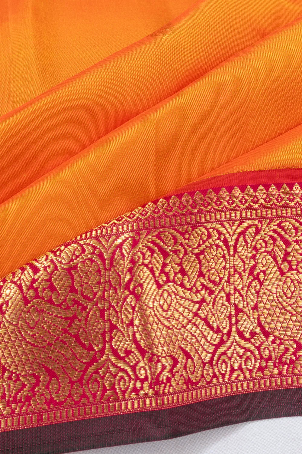 Kanchipuram Silk Butta Orange Saree