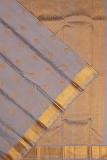 Kanchipuram Silk Oosi Lines And Butta Grey Saree