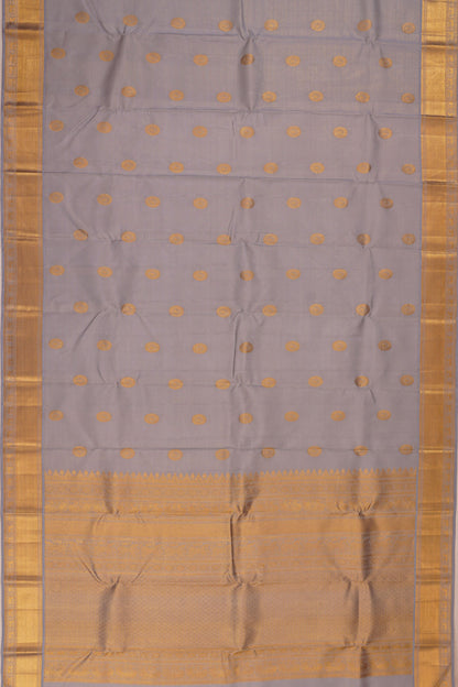 Kanchipuram Silk Oosi Lines And Butta Grey Saree