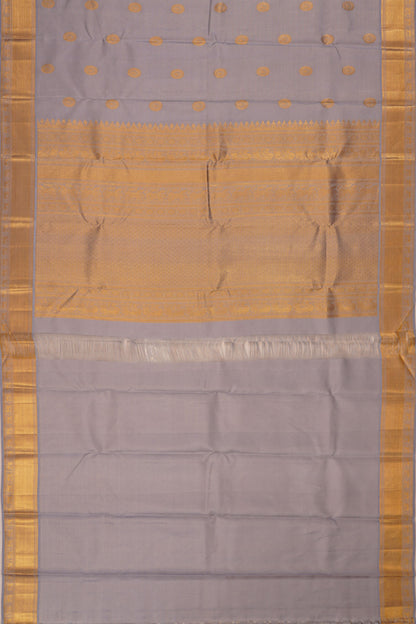 Kanchipuram Silk Oosi Lines And Butta Grey Saree