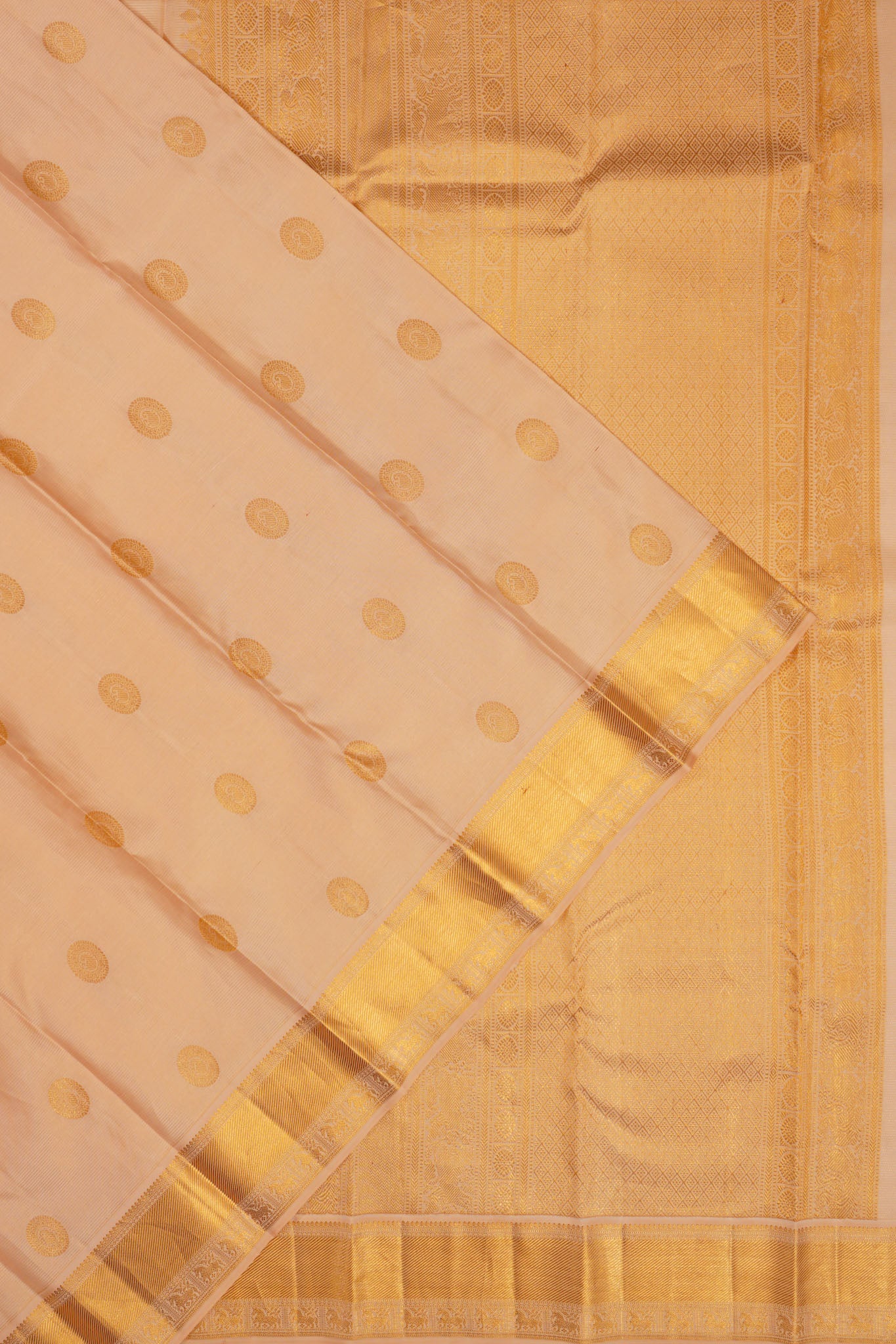 Kanchipuram Silk Oosi Lines And Butta Peach Saree