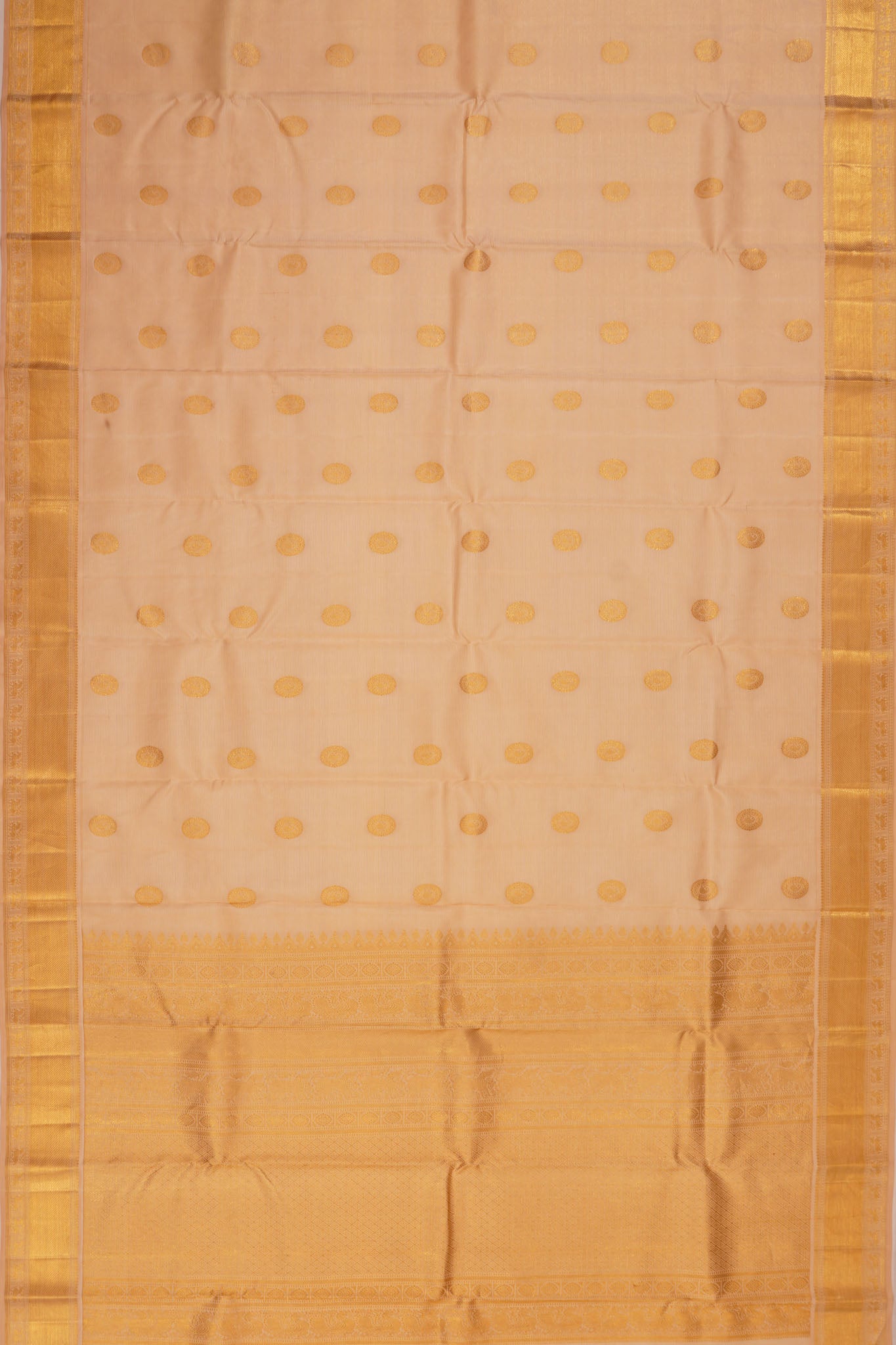 Kanchipuram Silk Oosi Lines And Butta Peach Saree