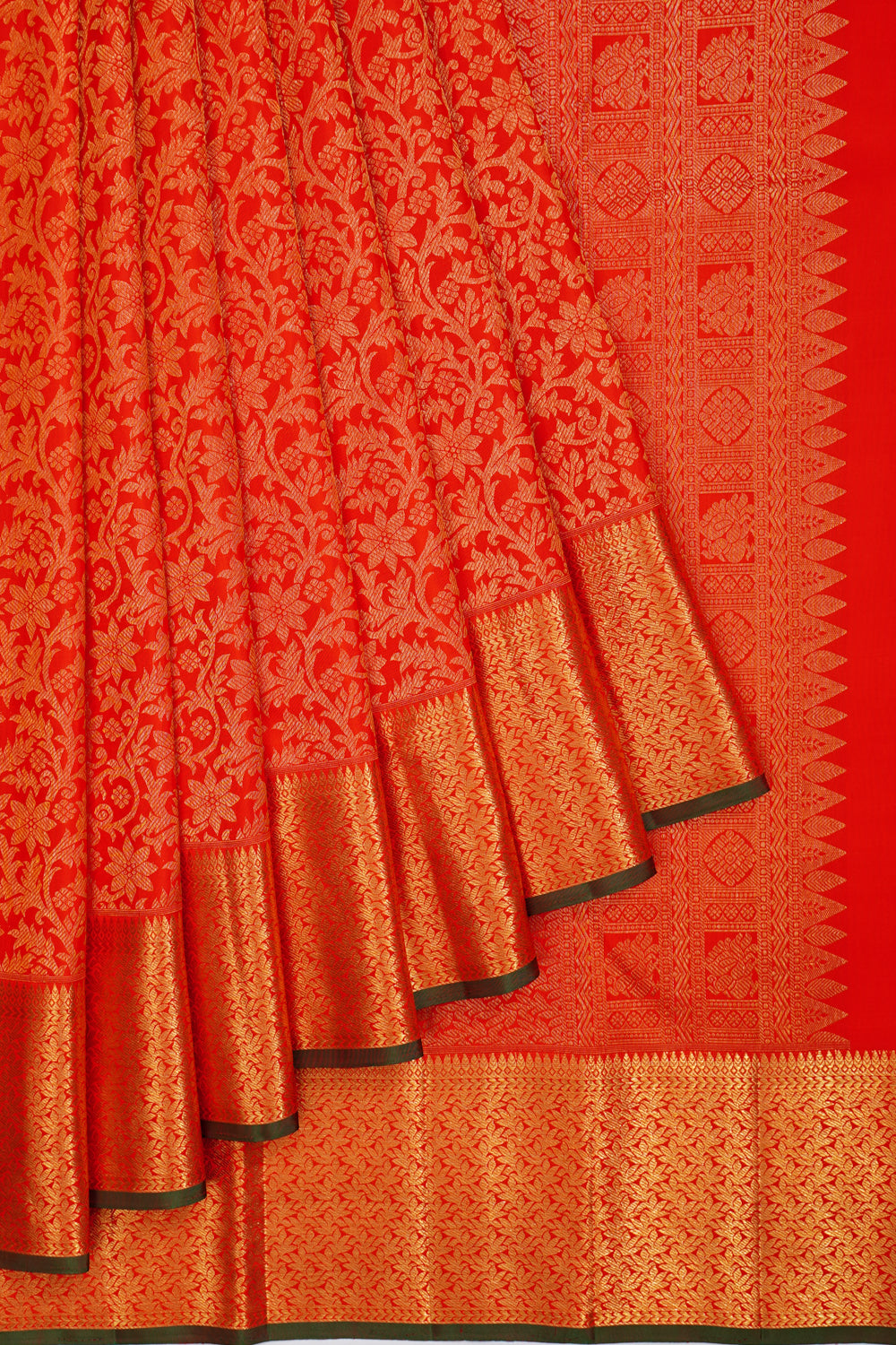 Kanchipuram Silk Brocade Red Saree