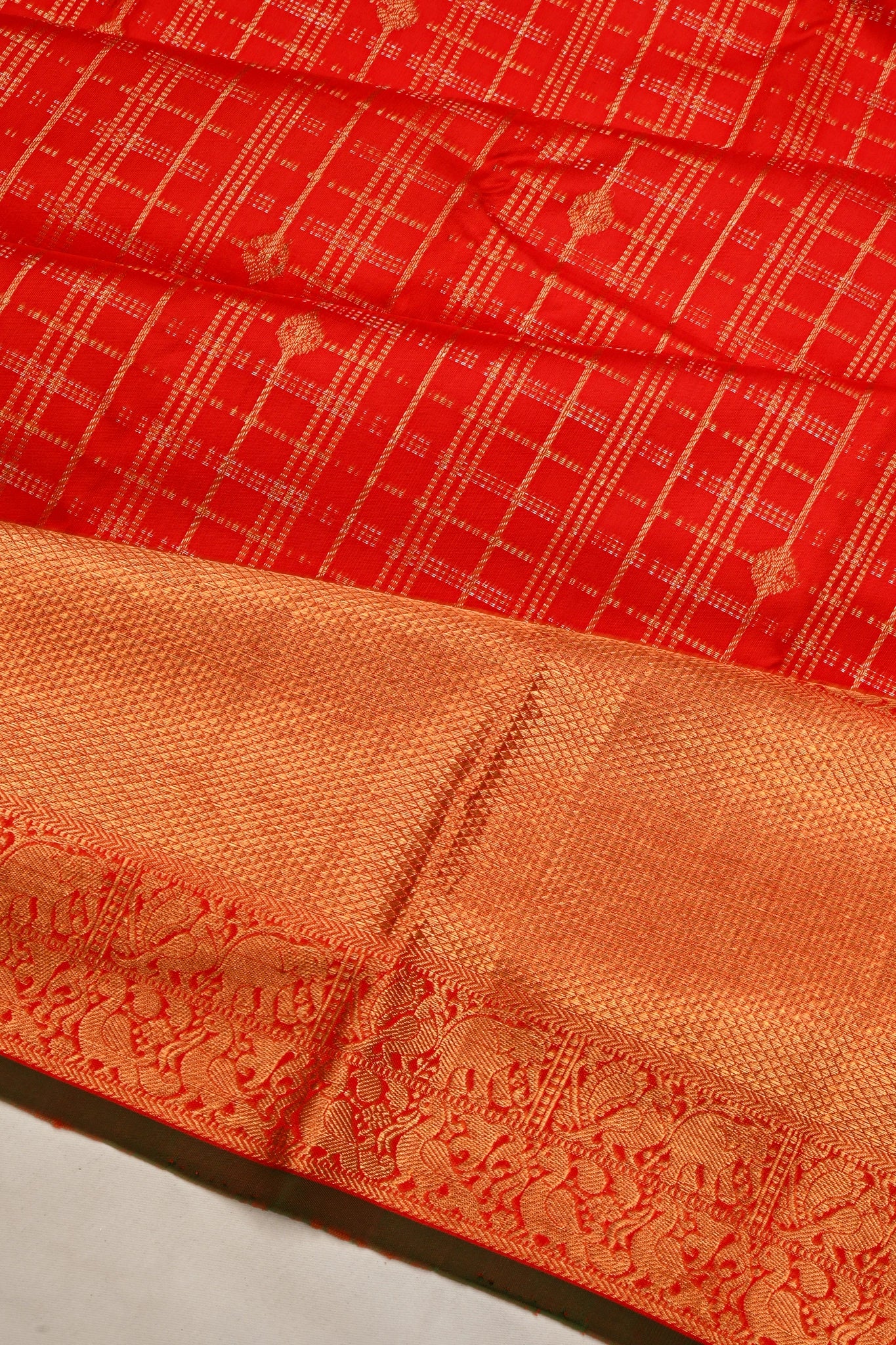 Kanchipuram Silk Brocade Red Saree