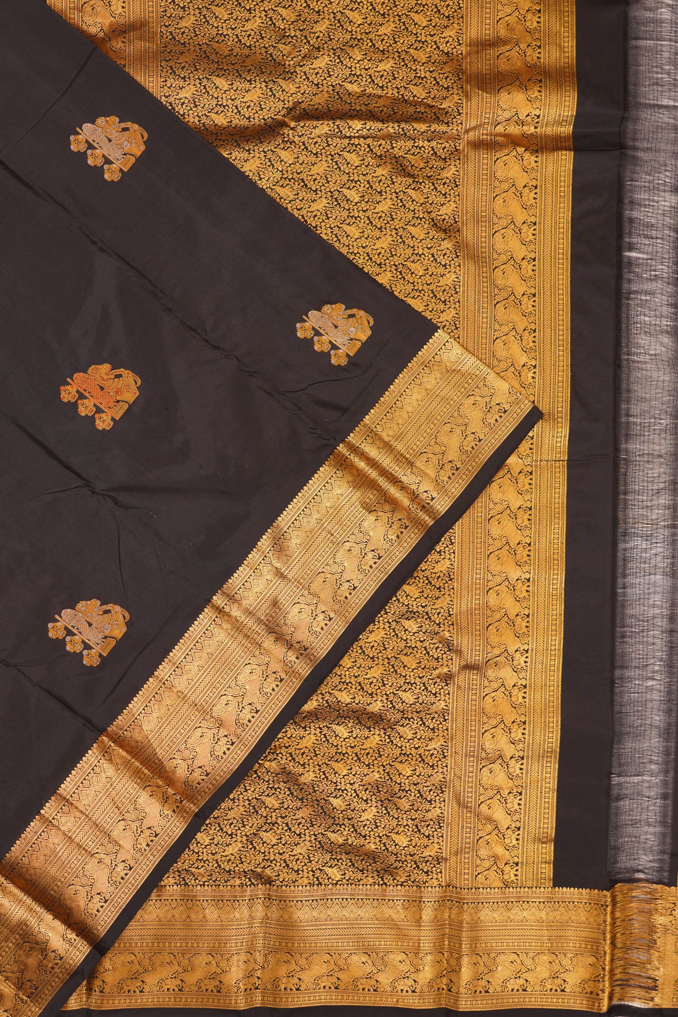 Taranga Kanchi Silk Butta Black Saree