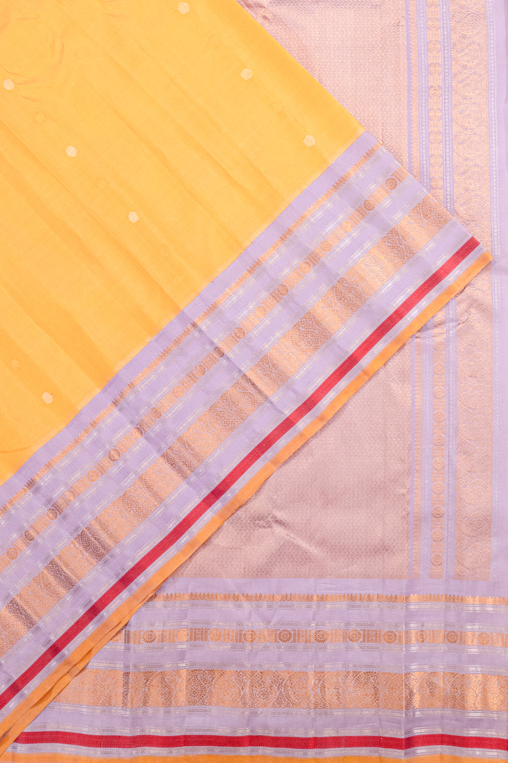 Gadwal Silk Butta Yellow Saree
