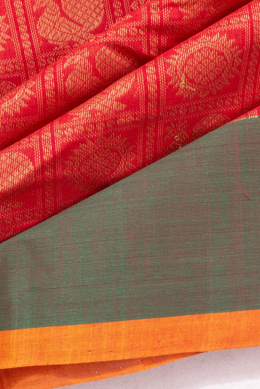 Chettinad Cotton Checks Red Saree