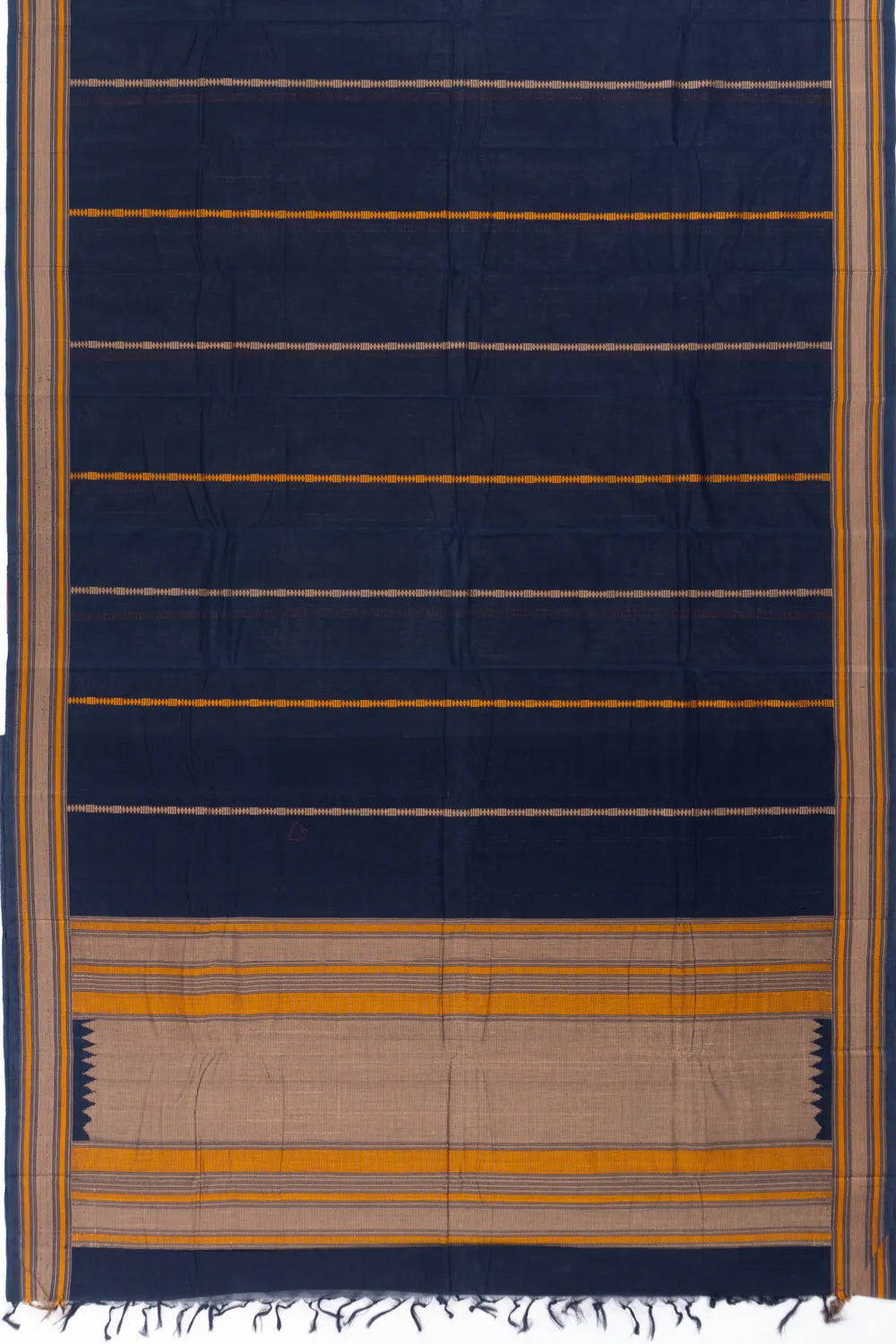 Chettinad Cotton Vertical Lines Navy Blue Saree