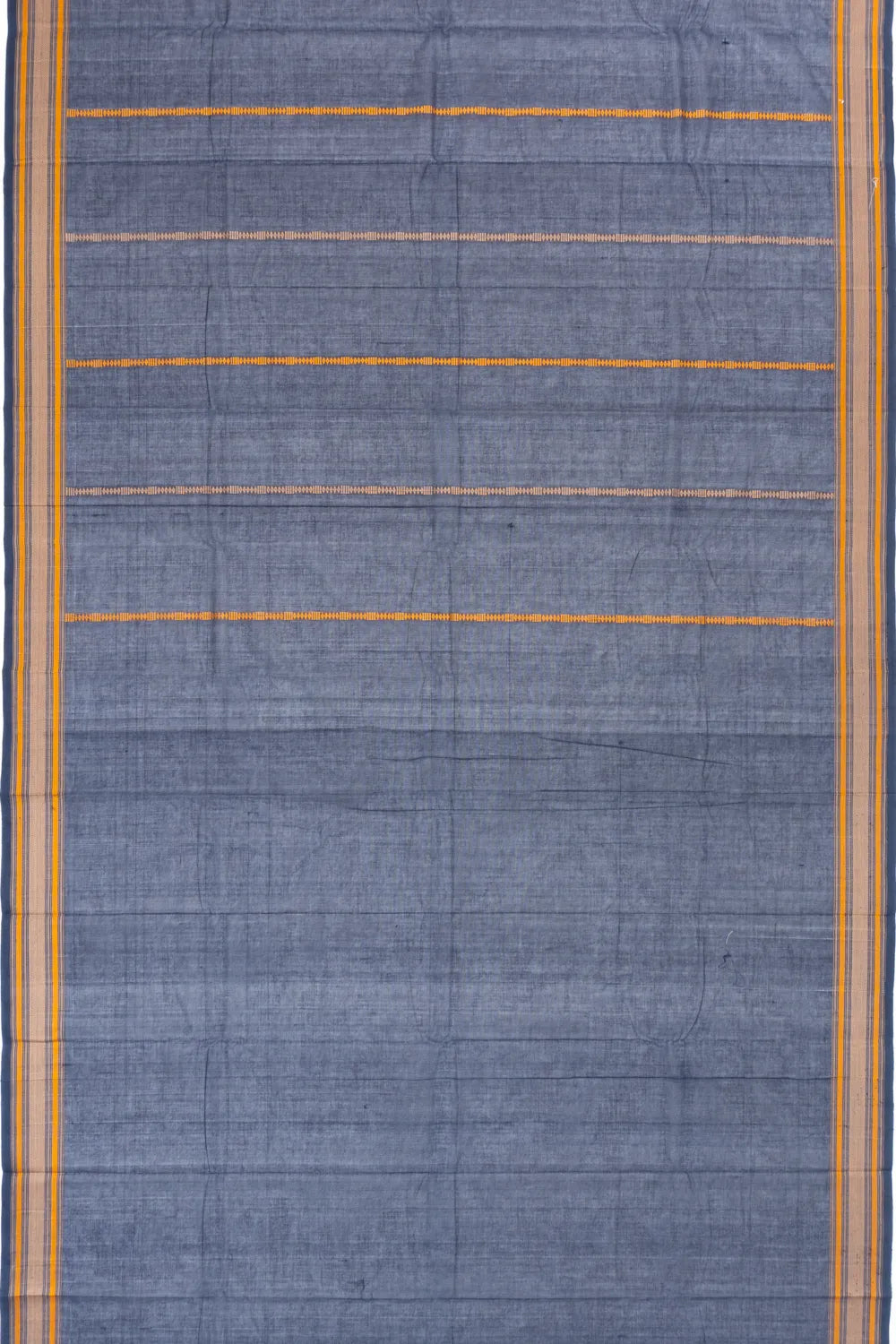 Chettinad Cotton Vertical Lines Navy Blue Saree