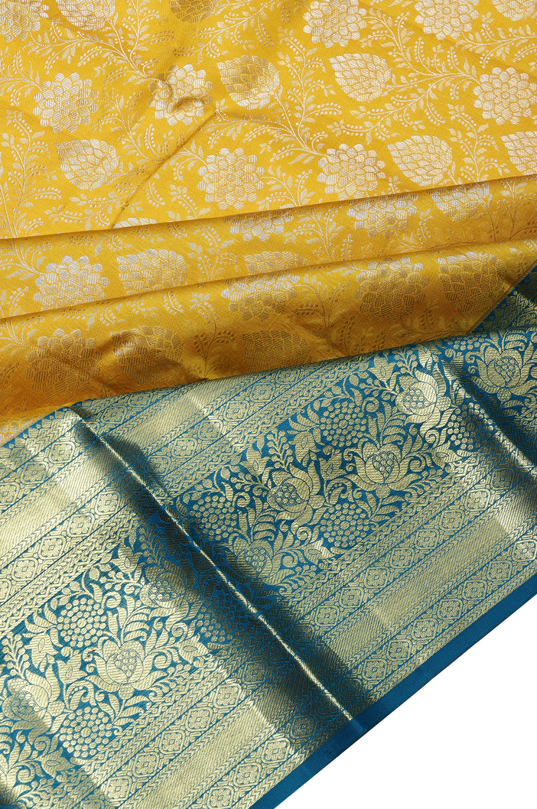 Taranga Kanchi Silk Brocade Yellow Saree