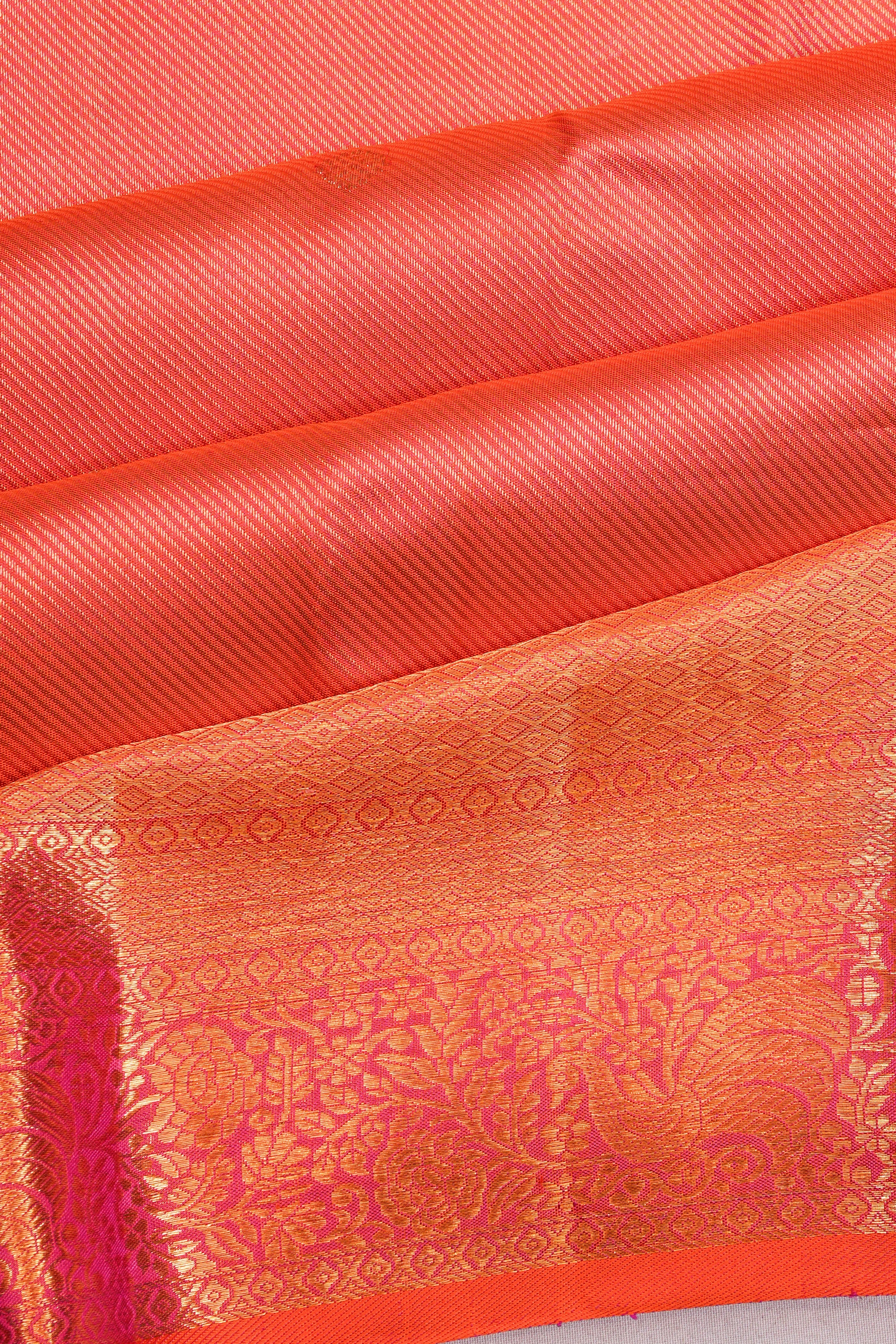 Kanchipuram Silk Brocade And Butta Pink Saree