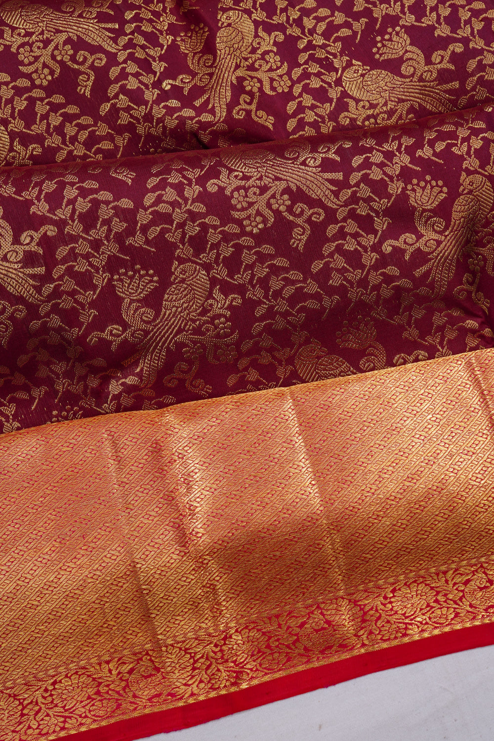 Kanchipuram Silk Brocade Brown Saree