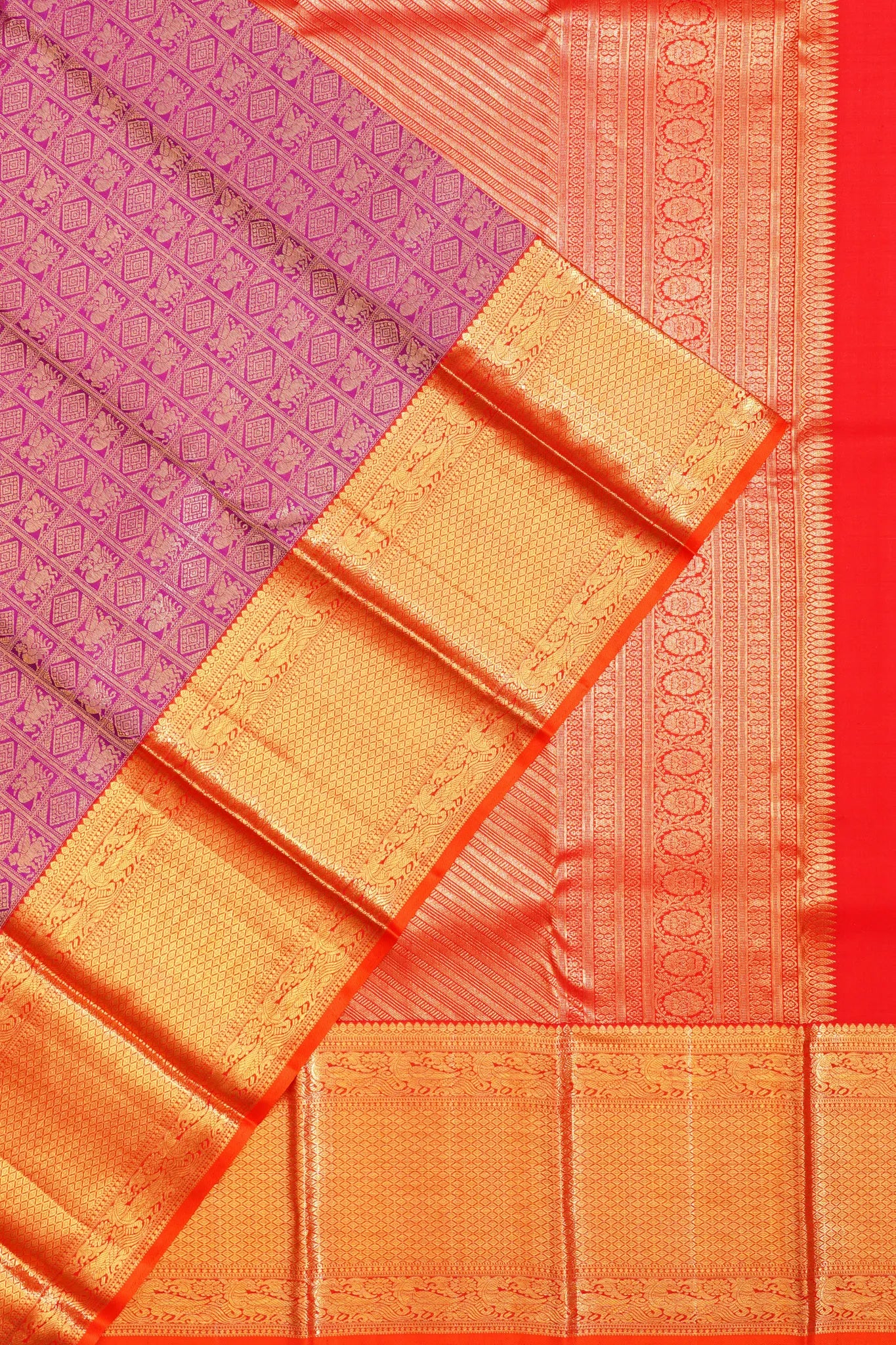 Kanchipuram Silk Brocade Purple Saree