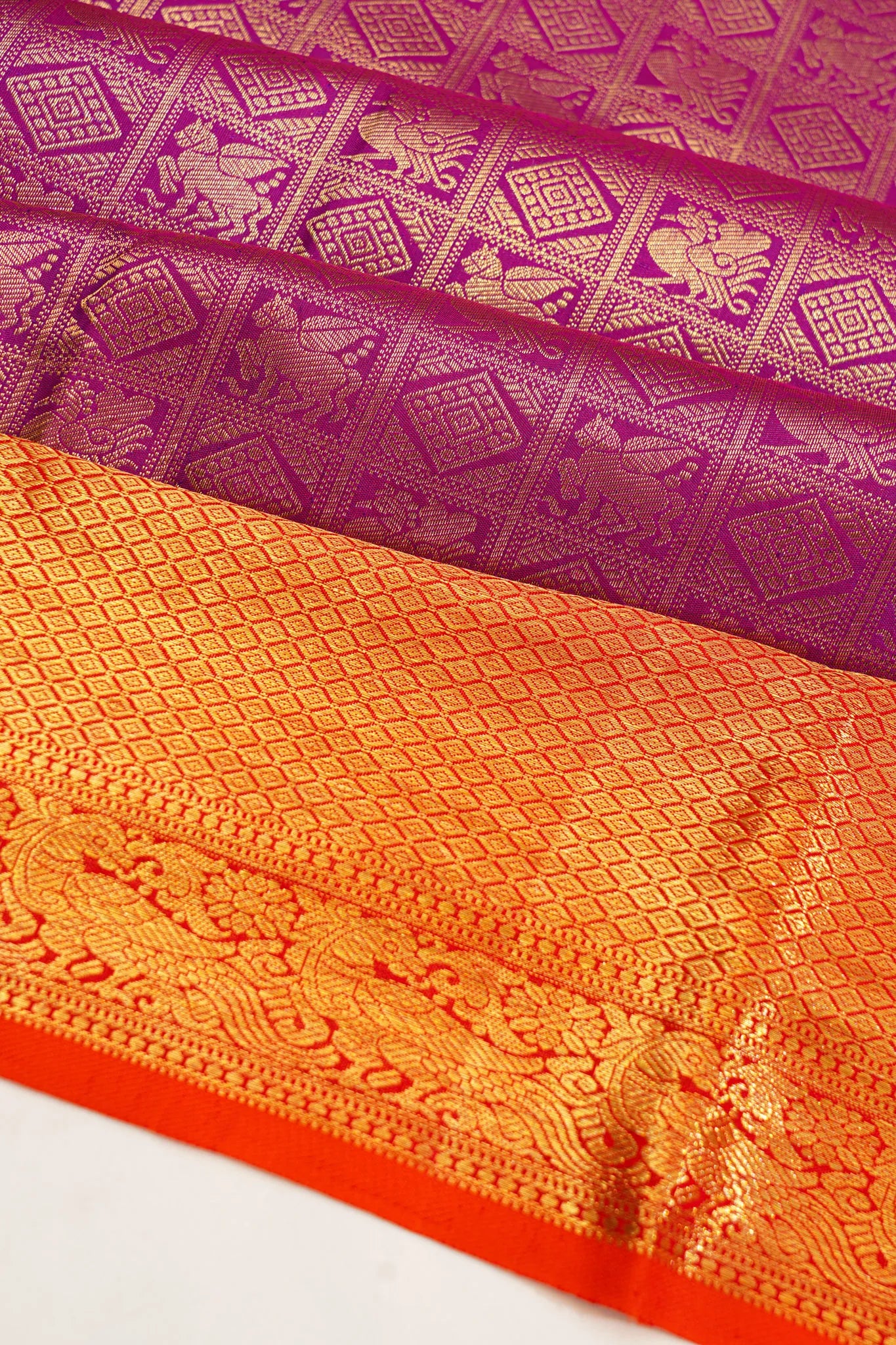 Kanchipuram Silk Brocade Purple Saree