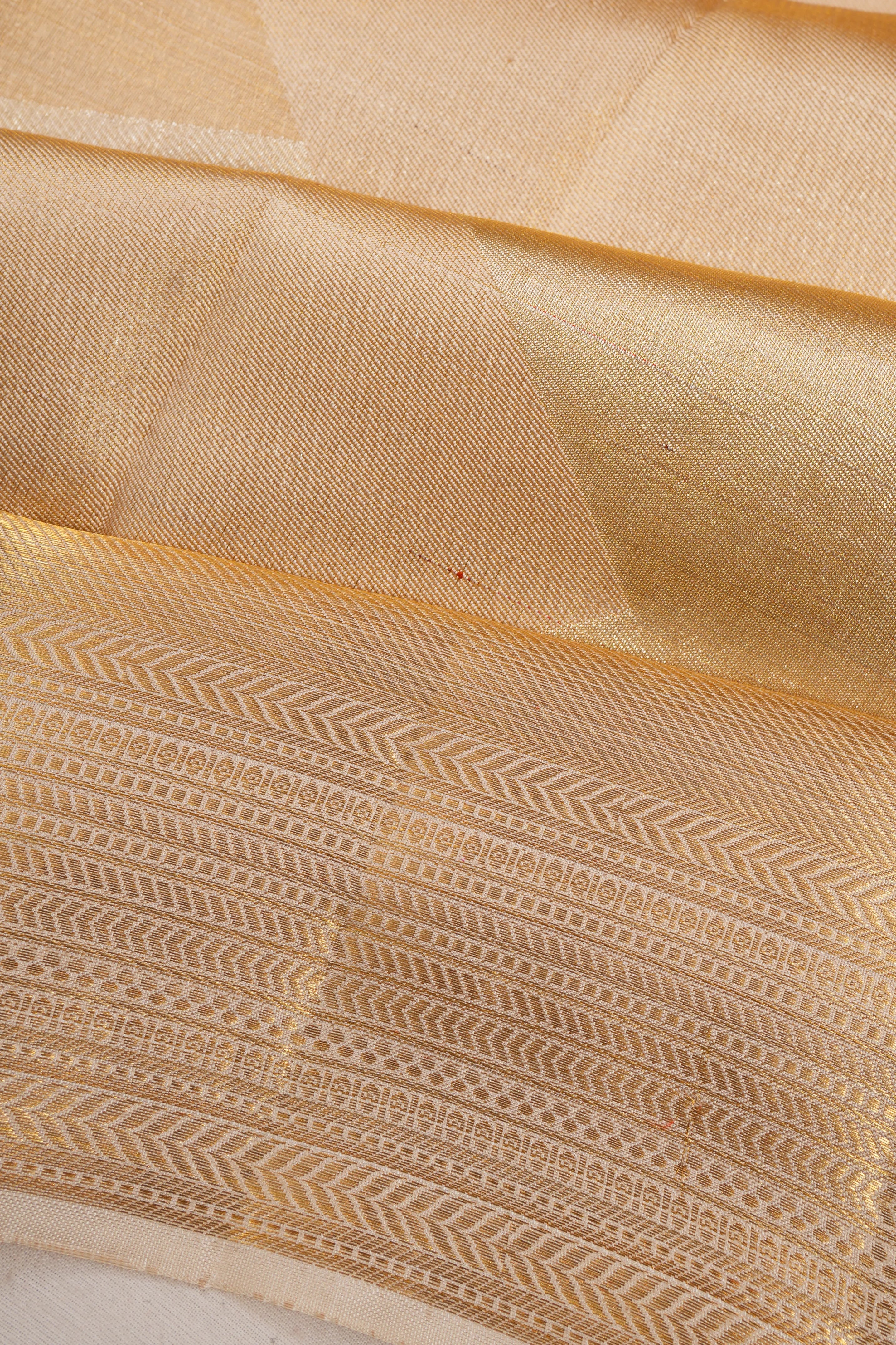 Kanchipuram Silk Geometrical Brocade Gold Saree