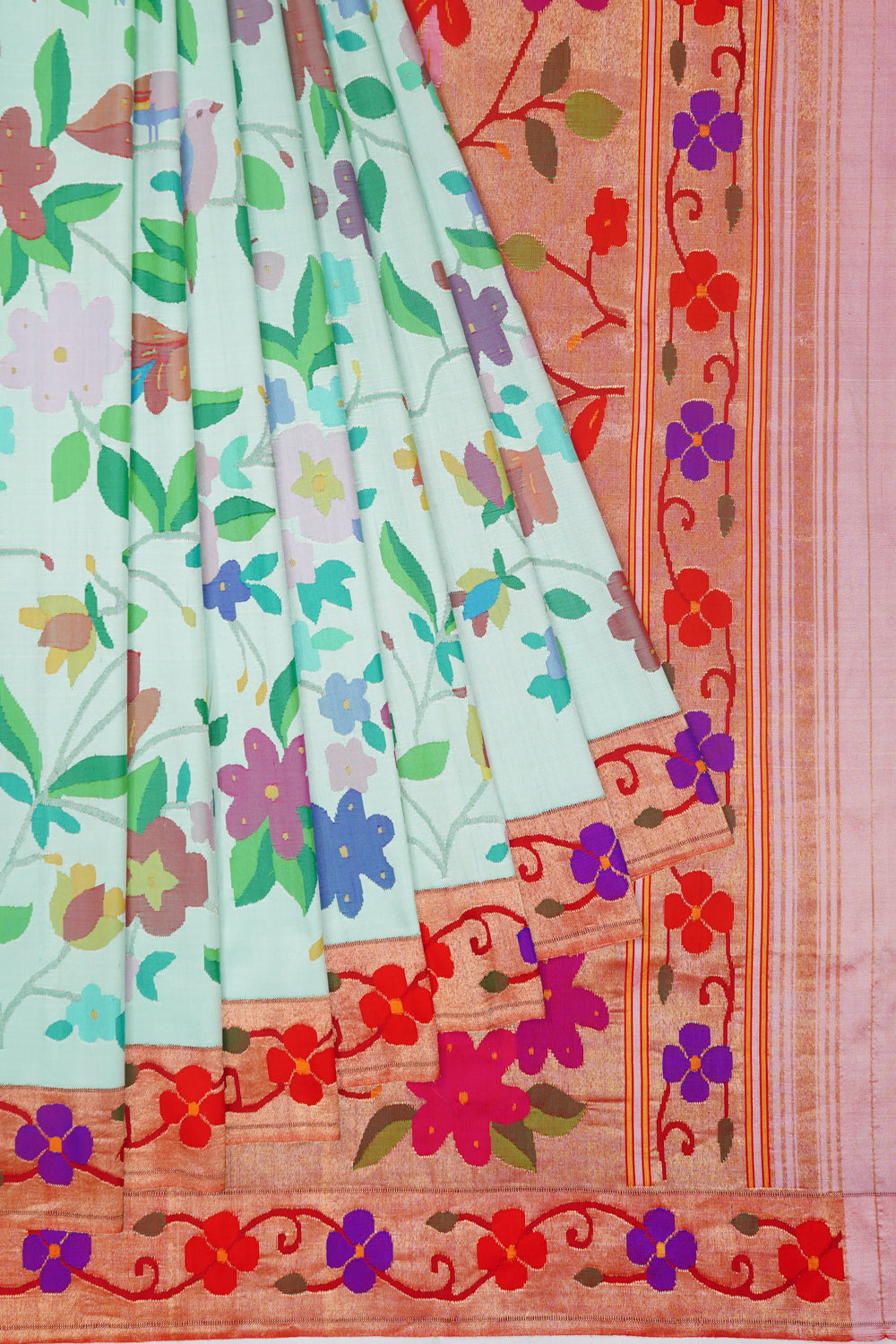 Paithani Silk All Over Light Green Saree