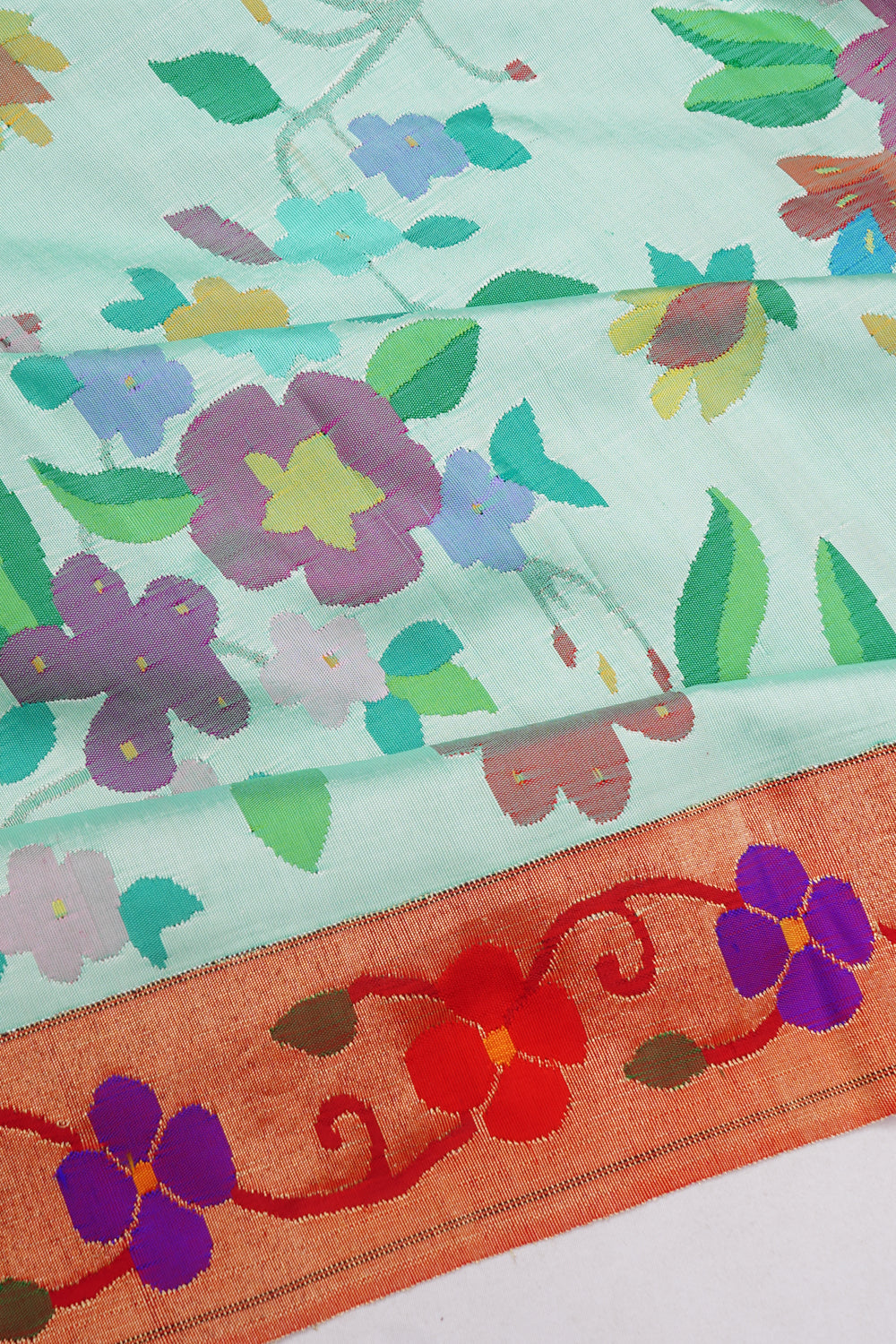 Paithani Silk All Over Light Green Saree