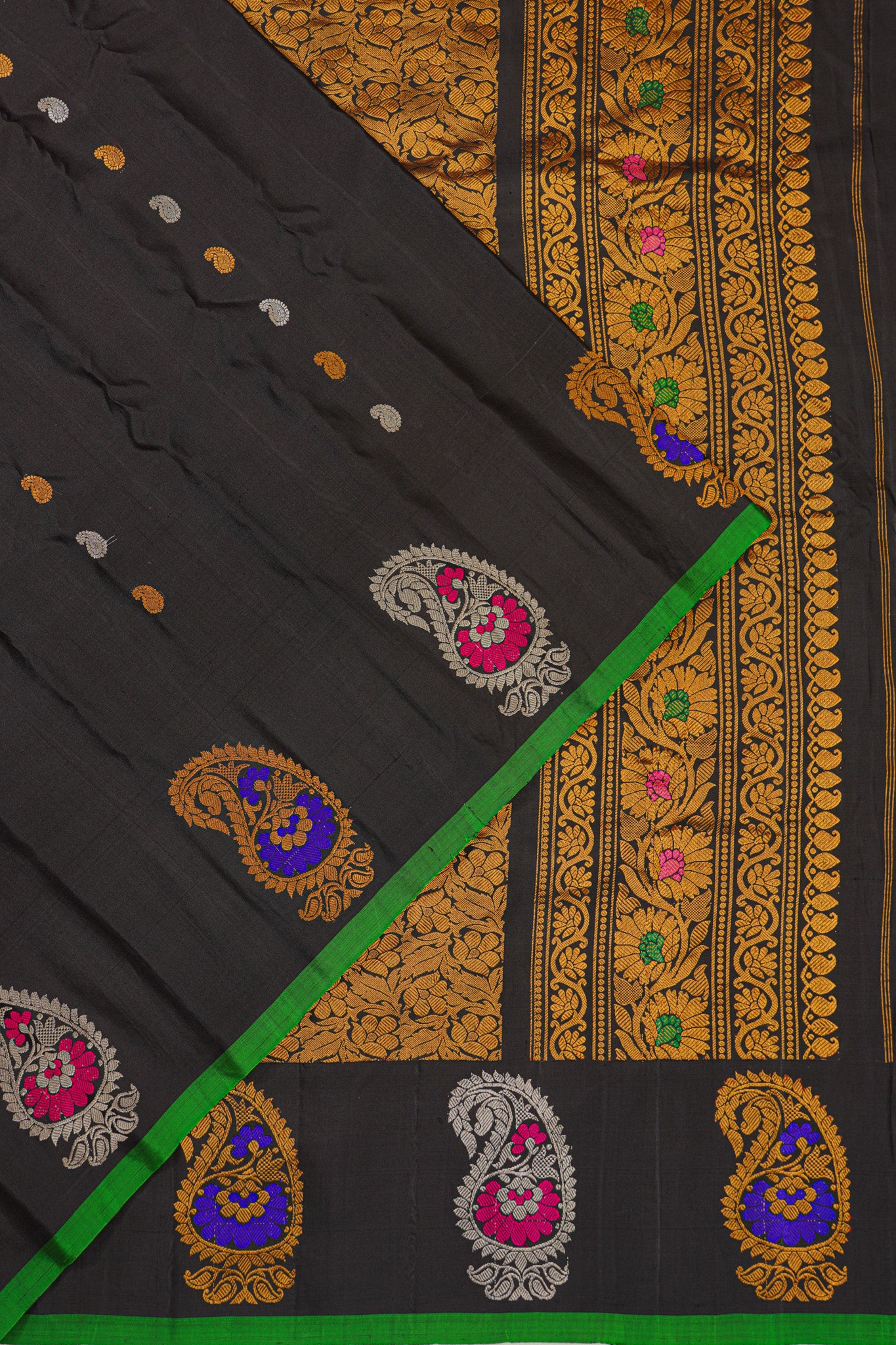 Gadwal Silk Butta Black Saree