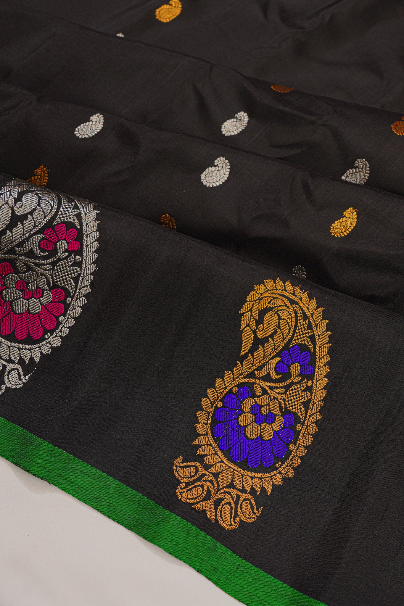 Gadwal Silk Butta Black Saree