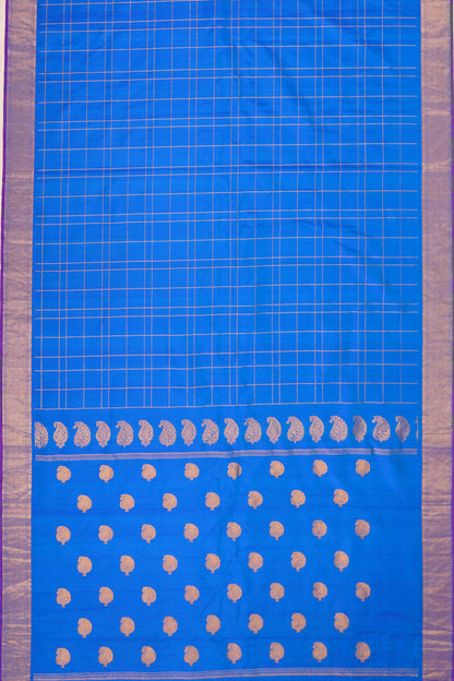 Kanchipuram Silk Checks Royal Blue Saree