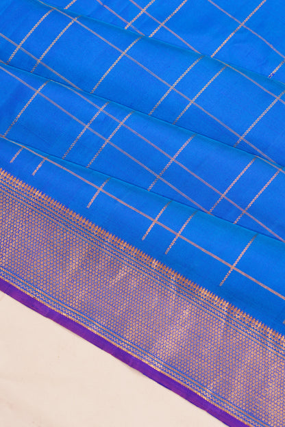 Kanchipuram Silk Checks Royal Blue Saree