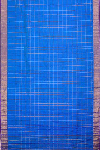 Kanchipuram Silk Checks Royal Blue Saree